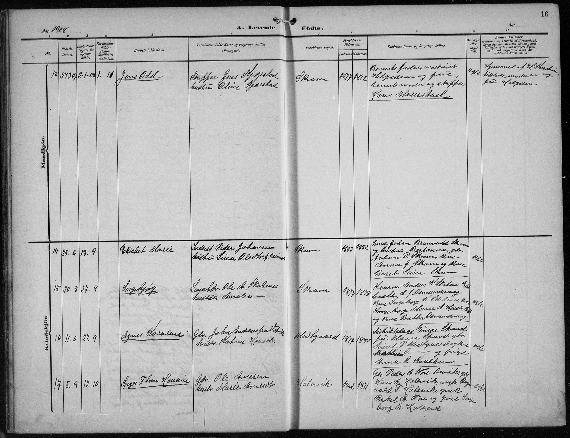 Vågsøy sokneprestembete, AV/SAB-A-81601/H/Hab: Parish register (copy) no. B 1, 1906-1934, p. 16