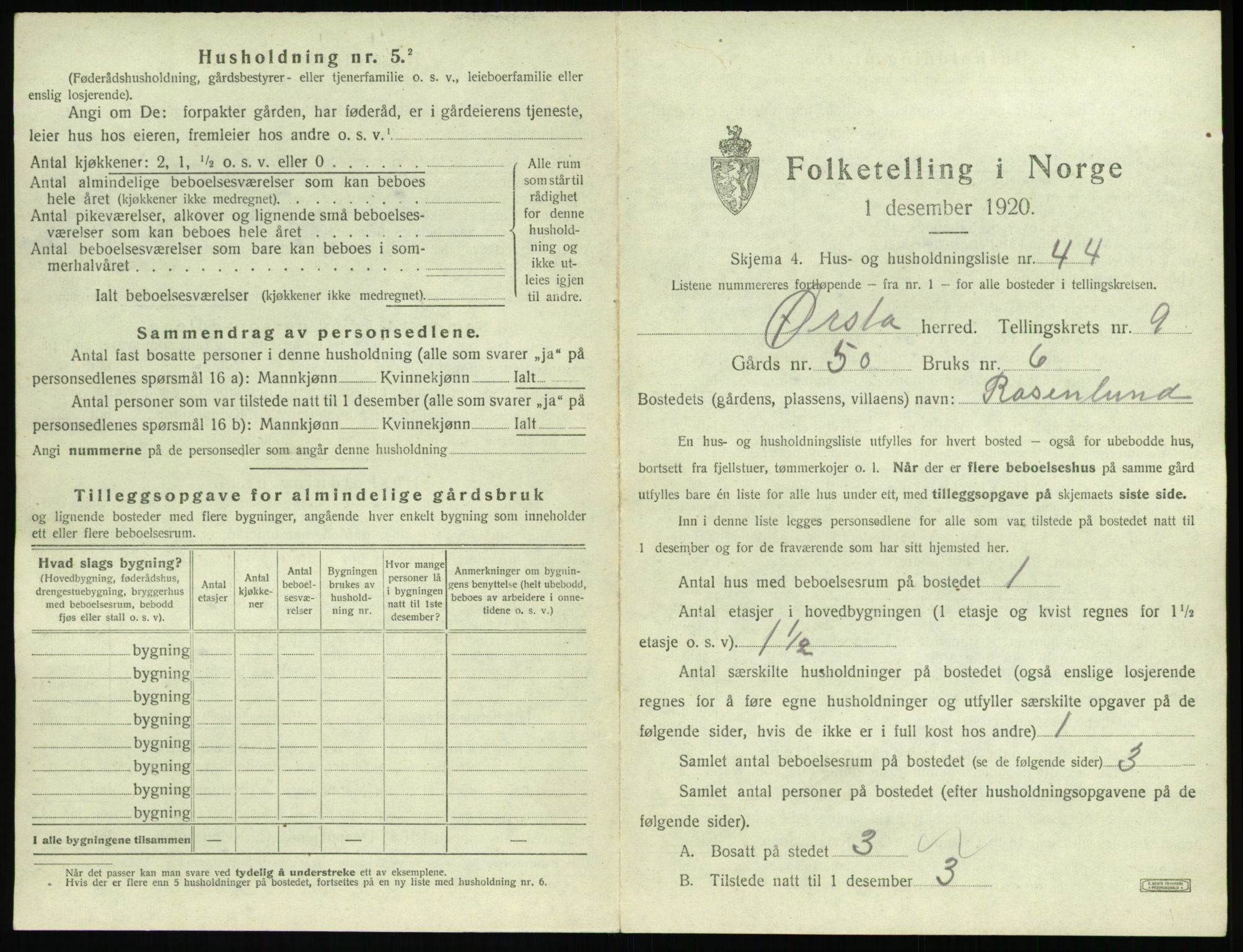 SAT, 1920 census for Ørsta, 1920, p. 922