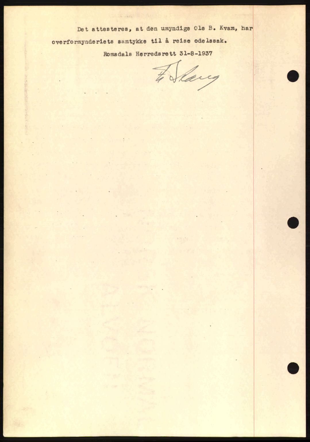 Romsdal sorenskriveri, SAT/A-4149/1/2/2C: Mortgage book no. A3, 1937-1937, Diary no: : 1752/1937