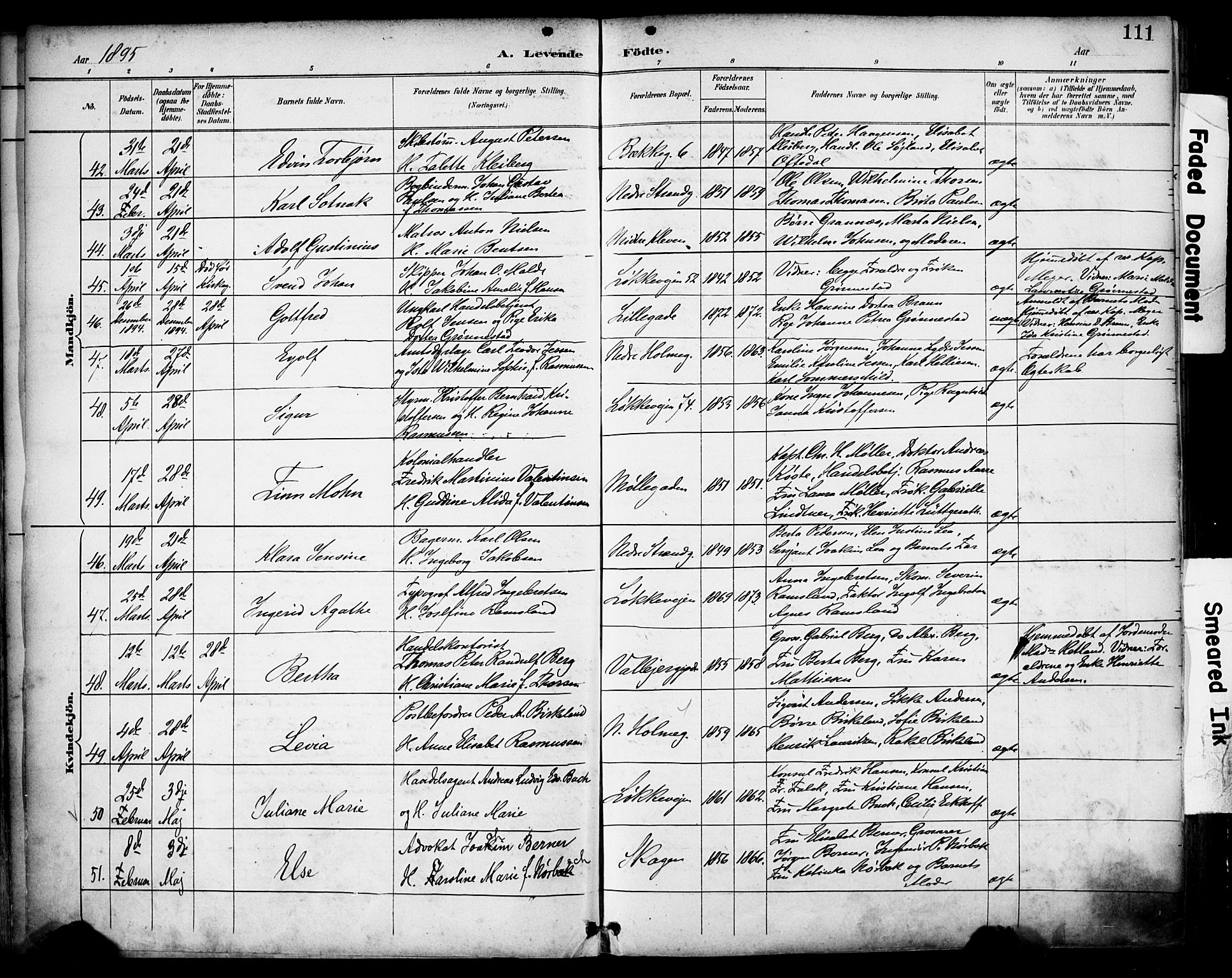 Domkirken sokneprestkontor, SAST/A-101812/001/30/30BA/L0030: Parish register (official) no. A 29, 1889-1902, p. 111