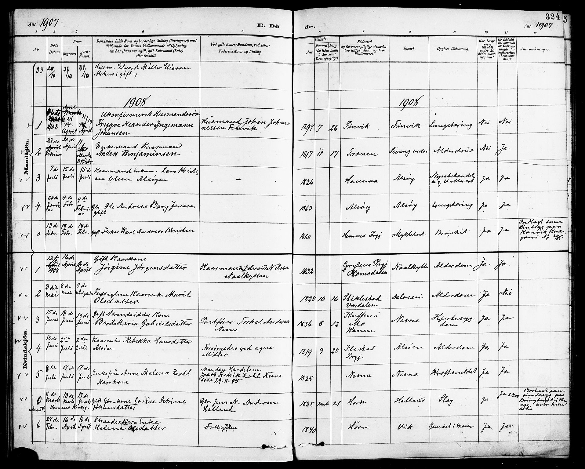 Ministerialprotokoller, klokkerbøker og fødselsregistre - Nordland, SAT/A-1459/838/L0559: Parish register (copy) no. 838C06, 1893-1910, p. 324