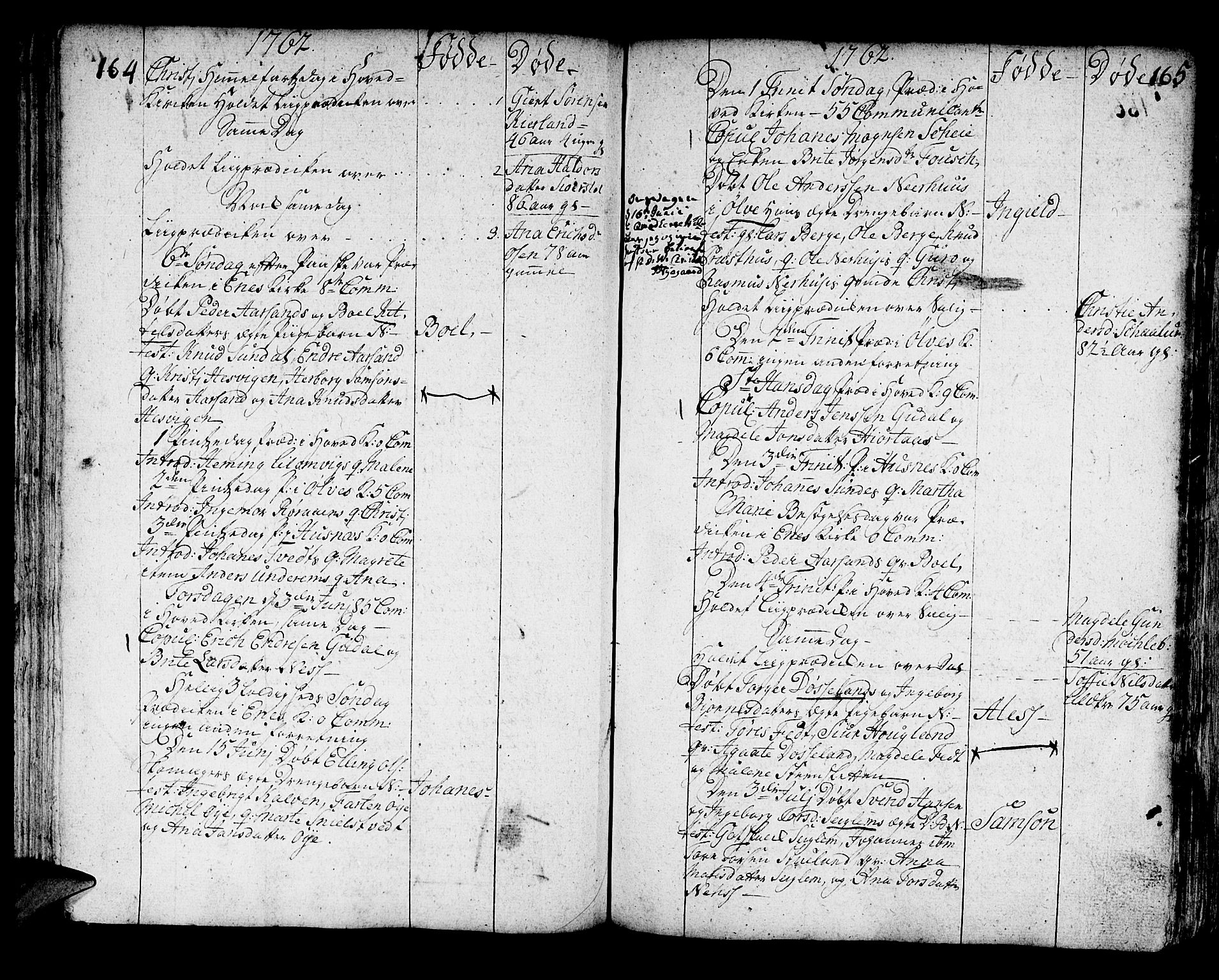 Kvinnherad sokneprestembete, AV/SAB-A-76401/H/Haa: Parish register (official) no. A 3, 1754-1777, p. 164-165