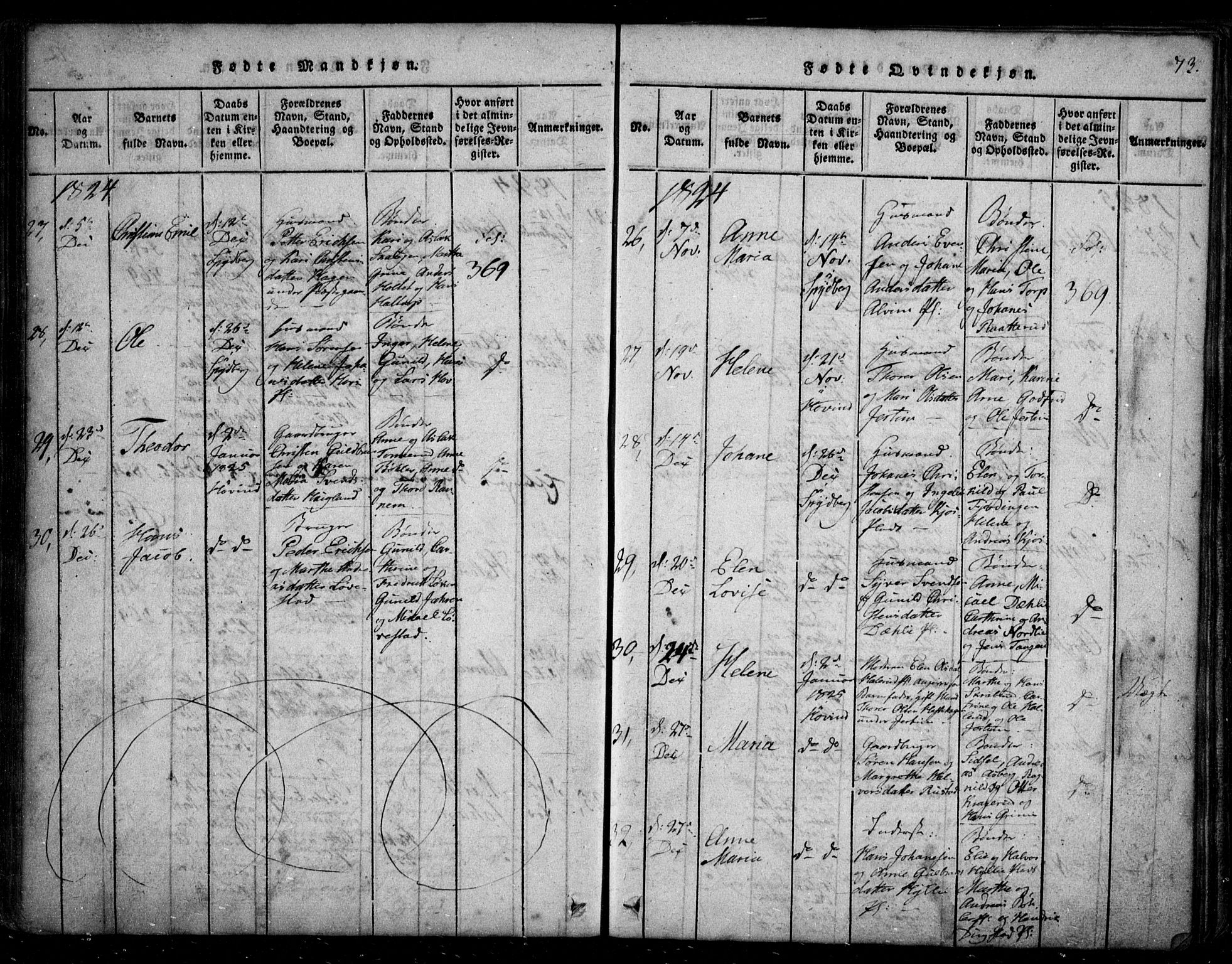 Spydeberg prestekontor Kirkebøker, AV/SAO-A-10924/G/Ga/L0001: Parish register (copy) no. I 1, 1814-1868, p. 73