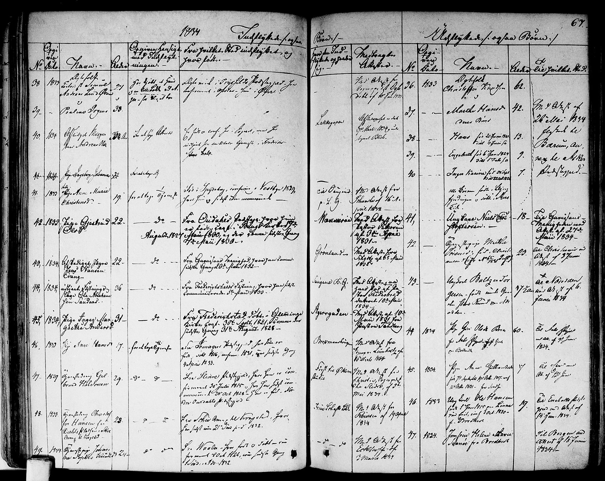 Aker prestekontor kirkebøker, SAO/A-10861/F/L0018: Parish register (official) no. 17, 1829-1852, p. 67