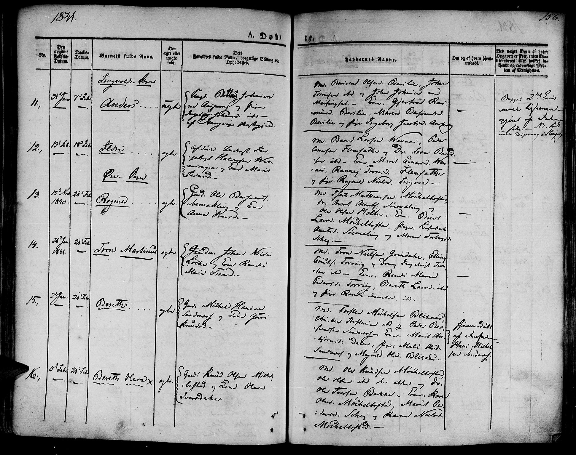 Ministerialprotokoller, klokkerbøker og fødselsregistre - Møre og Romsdal, AV/SAT-A-1454/586/L0983: Parish register (official) no. 586A09, 1829-1843, p. 156