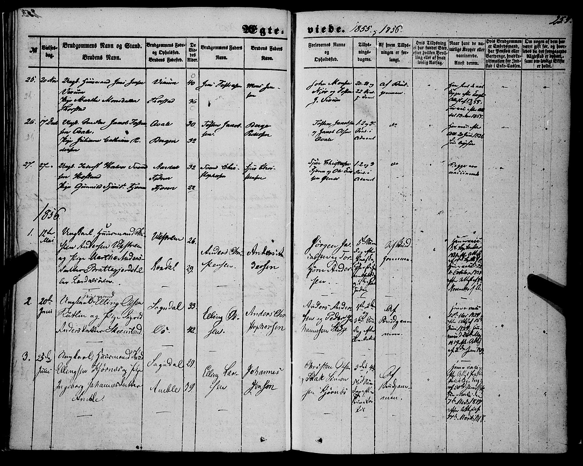 Sogndal sokneprestembete, AV/SAB-A-81301/H/Haa/Haaa/L0012II: Parish register (official) no. A 12II, 1847-1877, p. 254