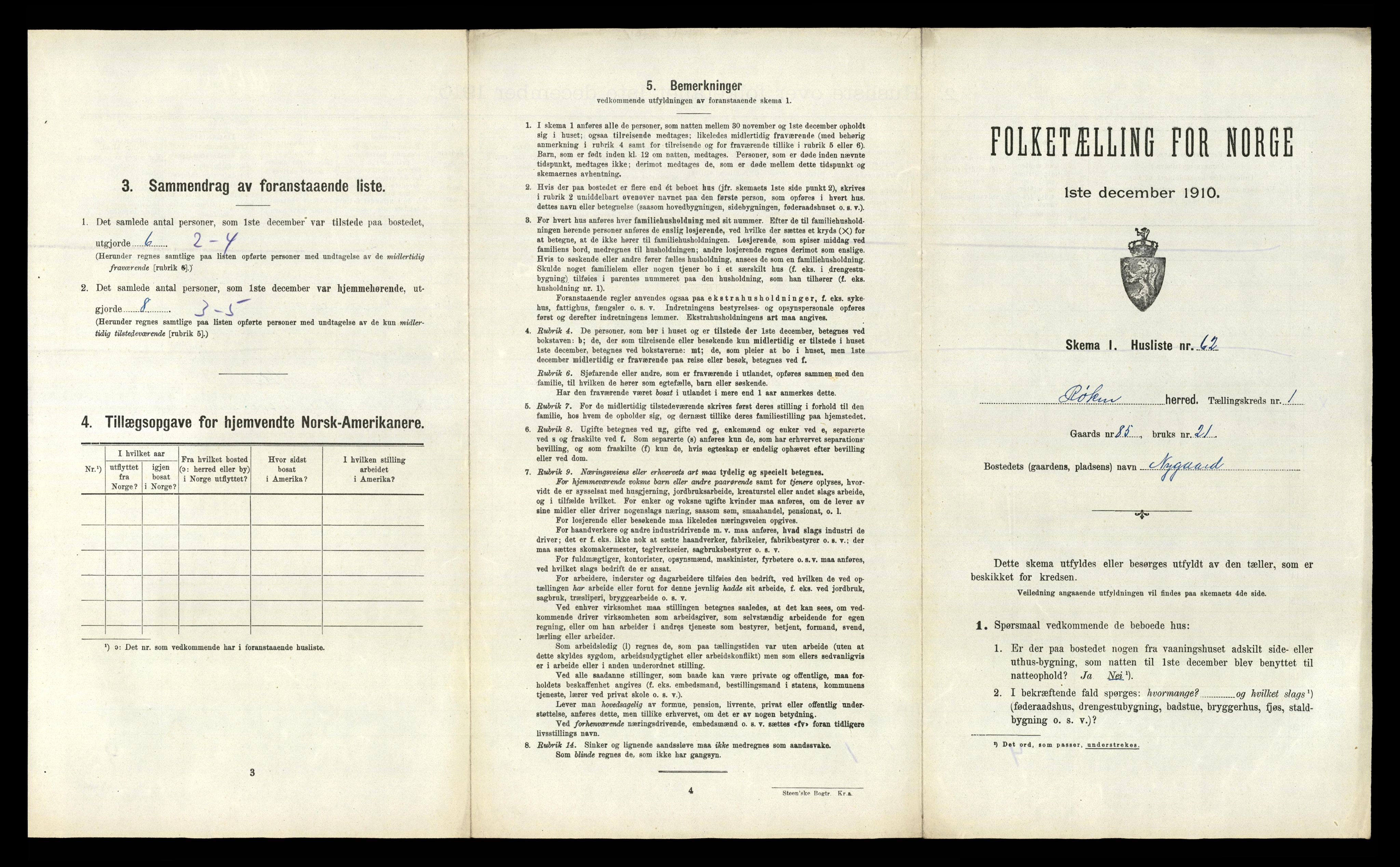 RA, 1910 census for Røyken, 1910, p. 153