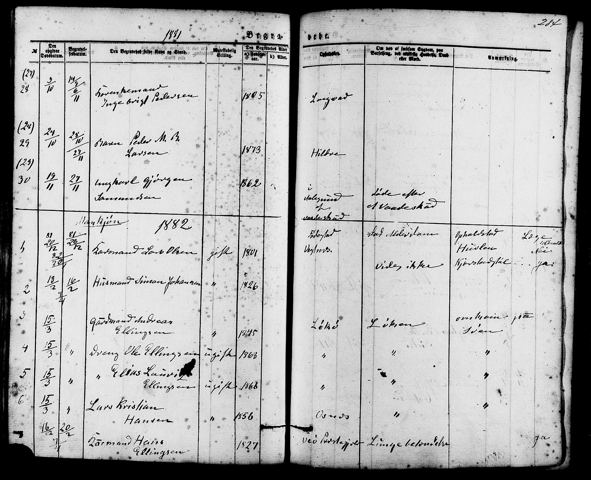 Ministerialprotokoller, klokkerbøker og fødselsregistre - Møre og Romsdal, AV/SAT-A-1454/536/L0500: Parish register (official) no. 536A09, 1876-1889, p. 284