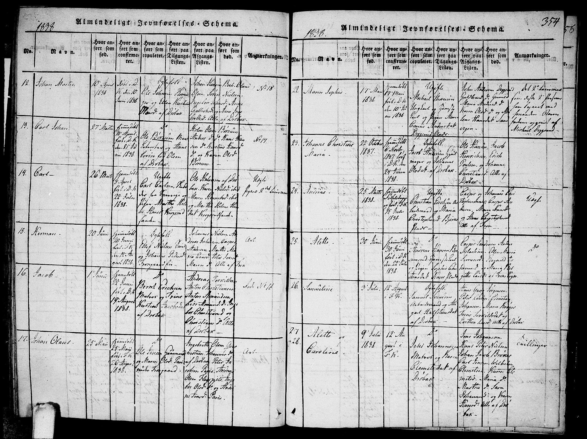 Drøbak prestekontor Kirkebøker, SAO/A-10142a/F/Fa/L0001: Parish register (official) no. I 1, 1816-1842, p. 354