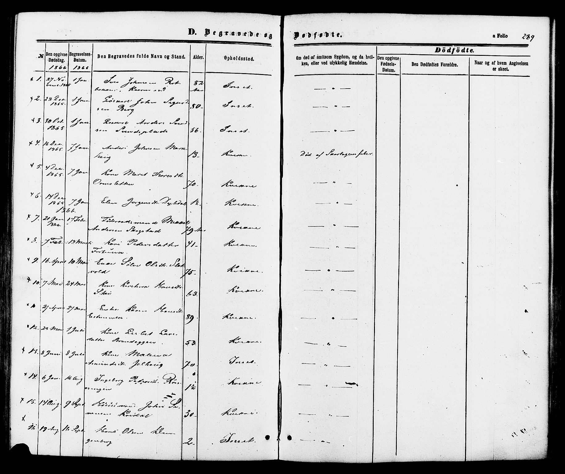 Kvikne prestekontor, SAH/PREST-064/H/Ha/Haa/L0006: Parish register (official) no. 6, 1863-1886, p. 289
