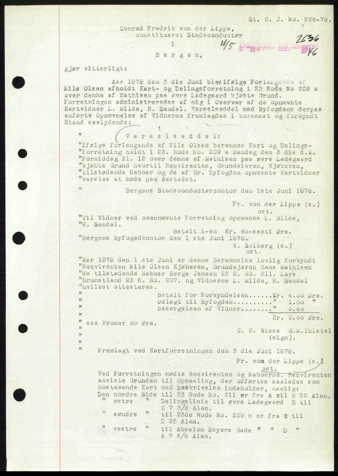 Byfogd og Byskriver i Bergen, SAB/A-3401/03/03Bc/L0022: Mortgage book no. A18, 1946-1946, Diary no: : 2636/1946