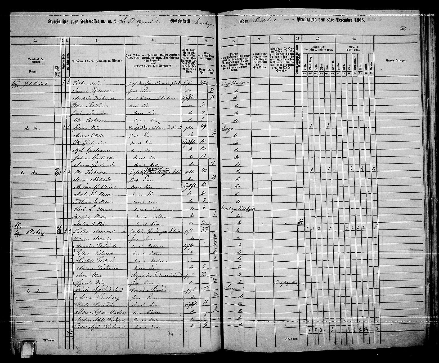 RA, 1865 census for Eidskog, 1865, p. 95