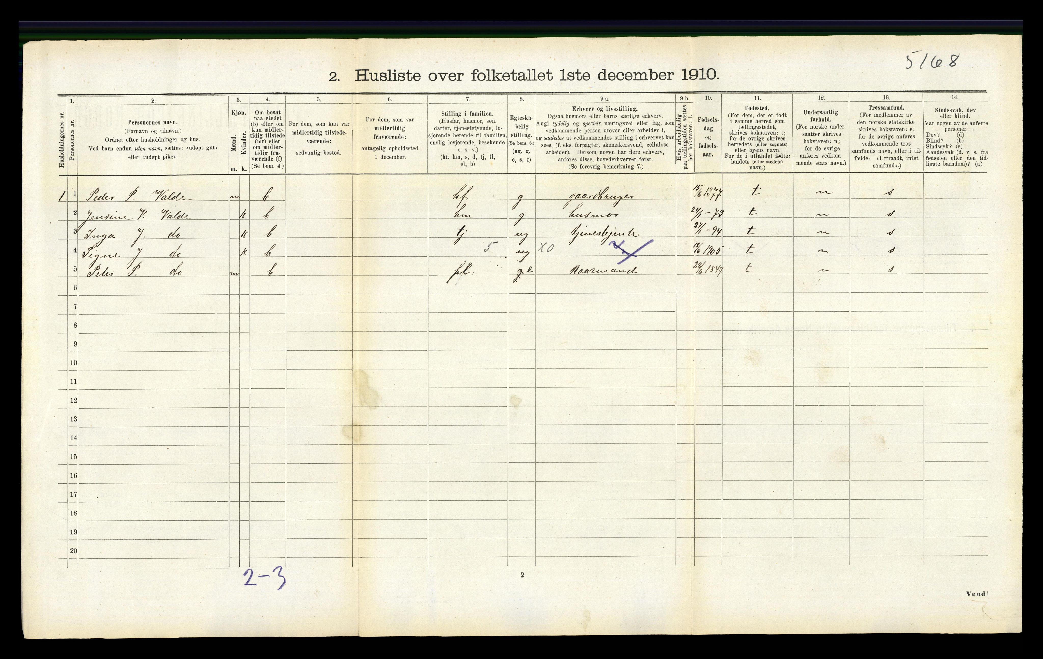 RA, 1910 census for Skodje, 1910, p. 100