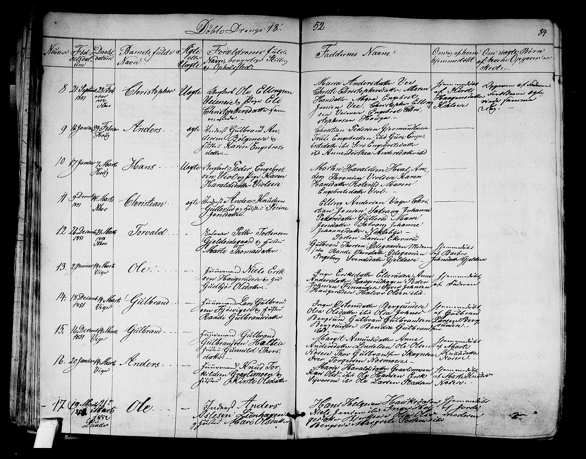 Norderhov kirkebøker, AV/SAKO-A-237/F/Fa/L0011: Parish register (official) no. 11, 1847-1856, p. 84