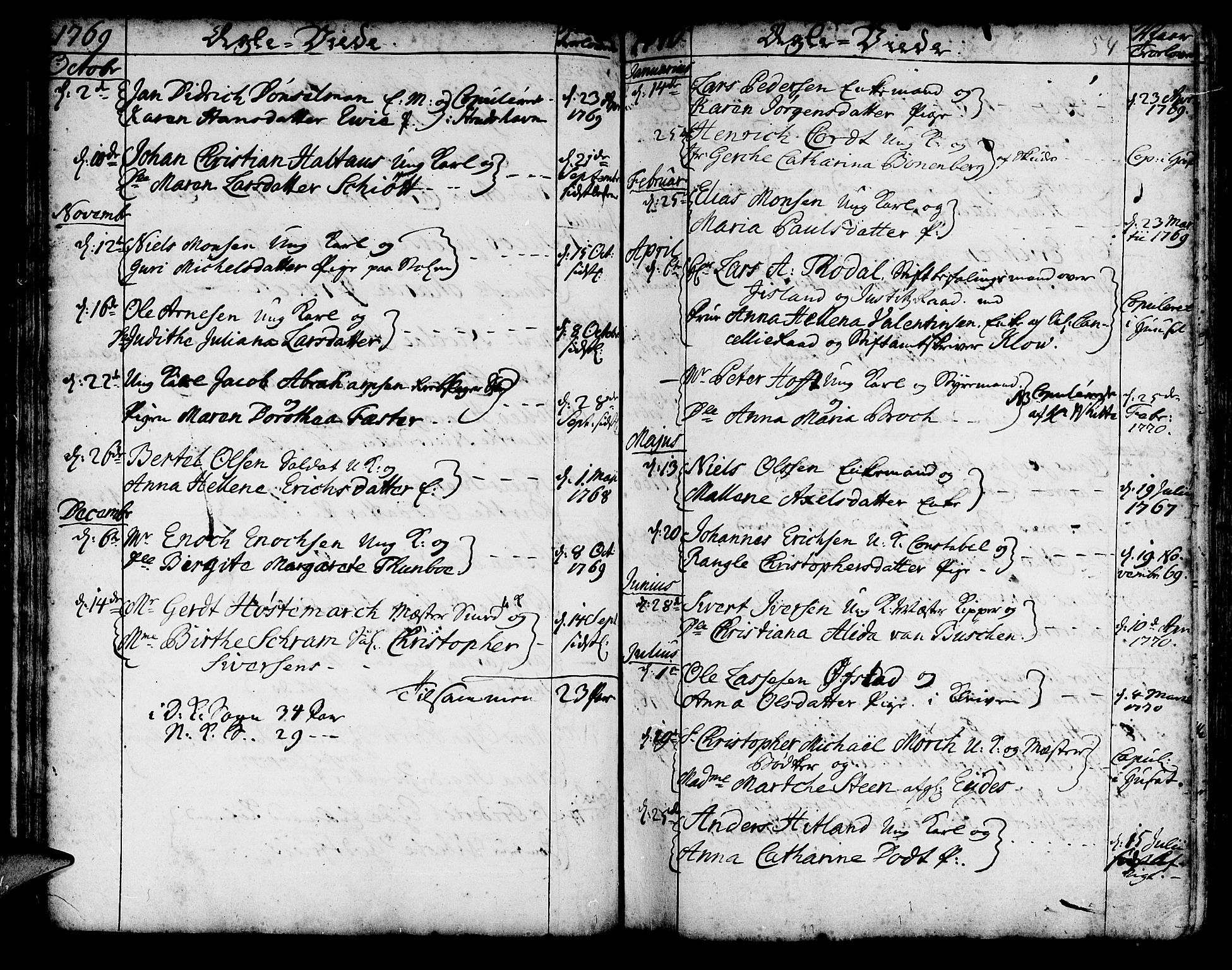 Korskirken sokneprestembete, SAB/A-76101/H/Haa/L0009: Parish register (official) no. A 9, 1743-1861, p. 54