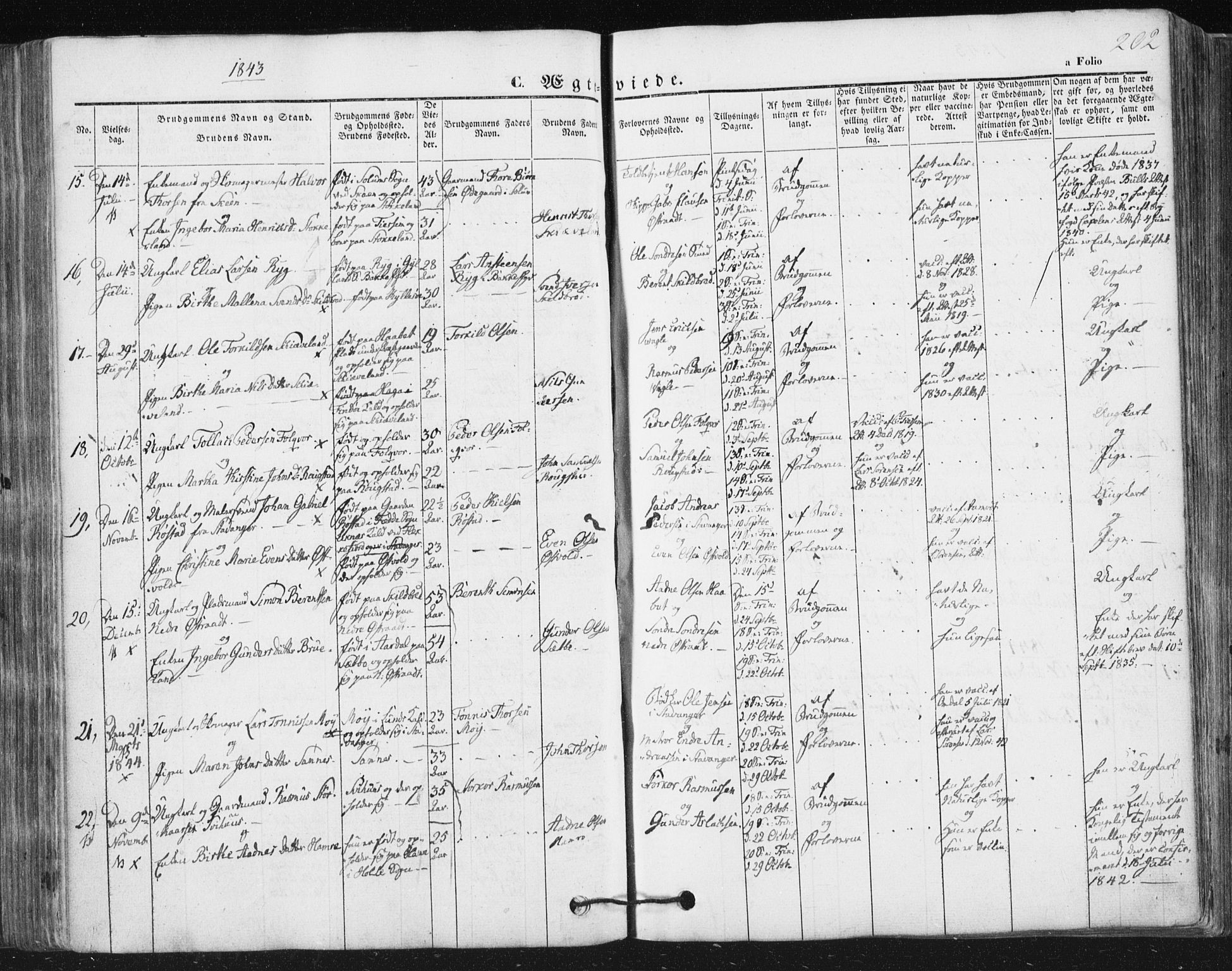 Høyland sokneprestkontor, SAST/A-101799/001/30BA/L0008: Parish register (official) no. A 8, 1841-1856, p. 202