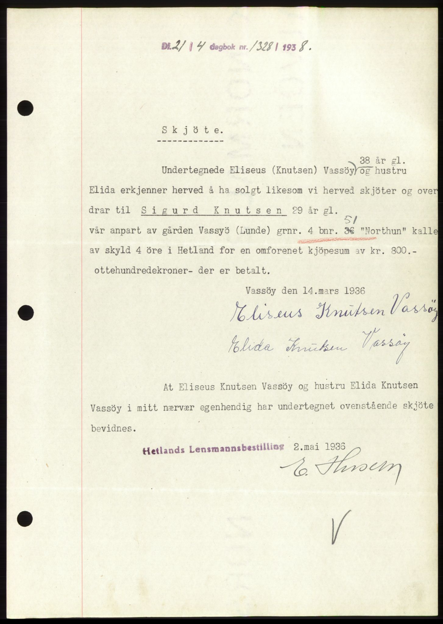 Jæren sorenskriveri, SAST/A-100310/03/G/Gba/L0070: Mortgage book, 1938-1938, Diary no: : 1328/1938