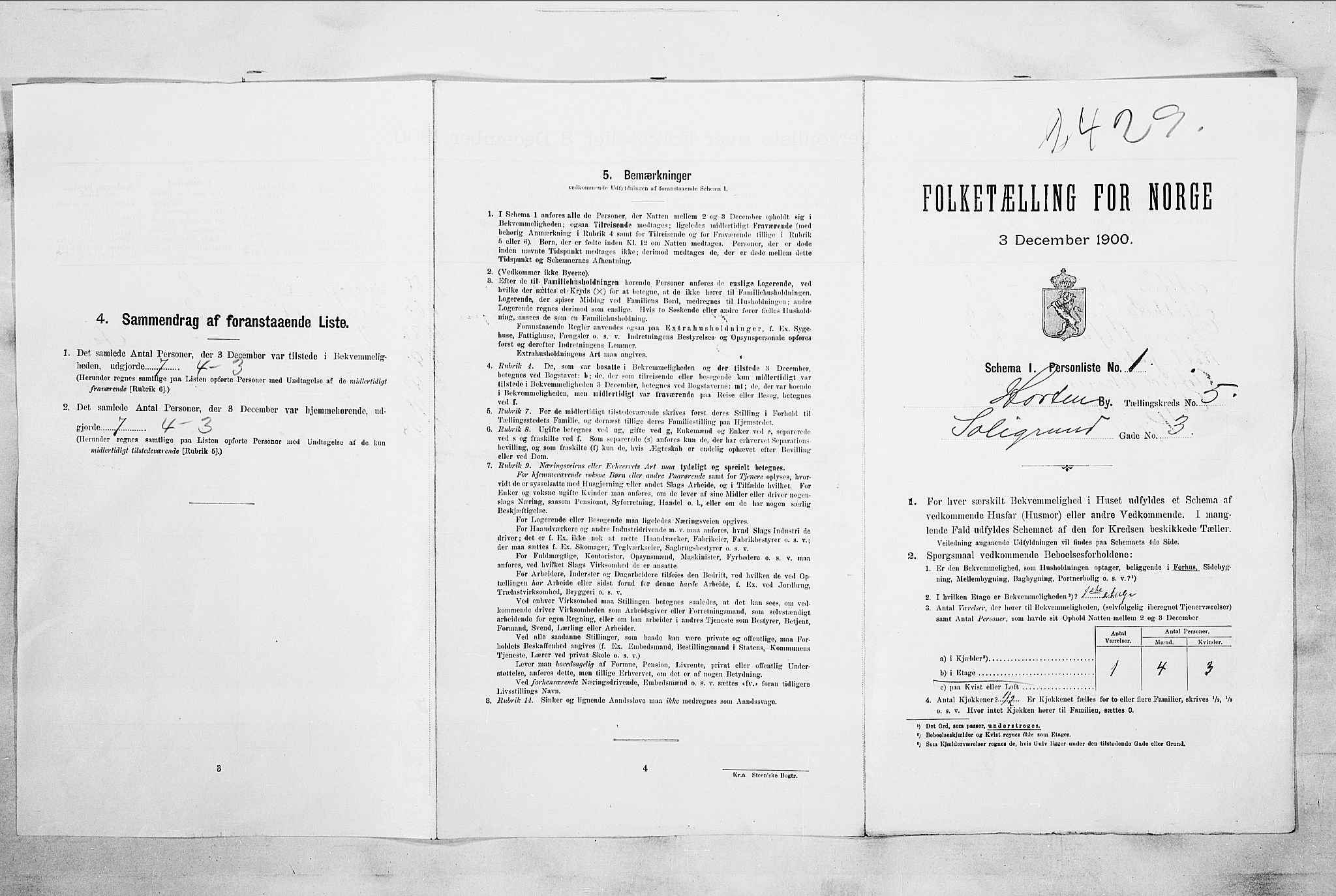 RA, 1900 census for Horten, 1900, p. 36