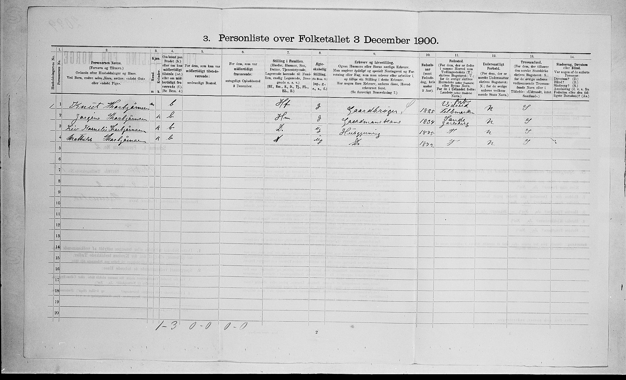 RA, 1900 census for Stokke, 1900, p. 244