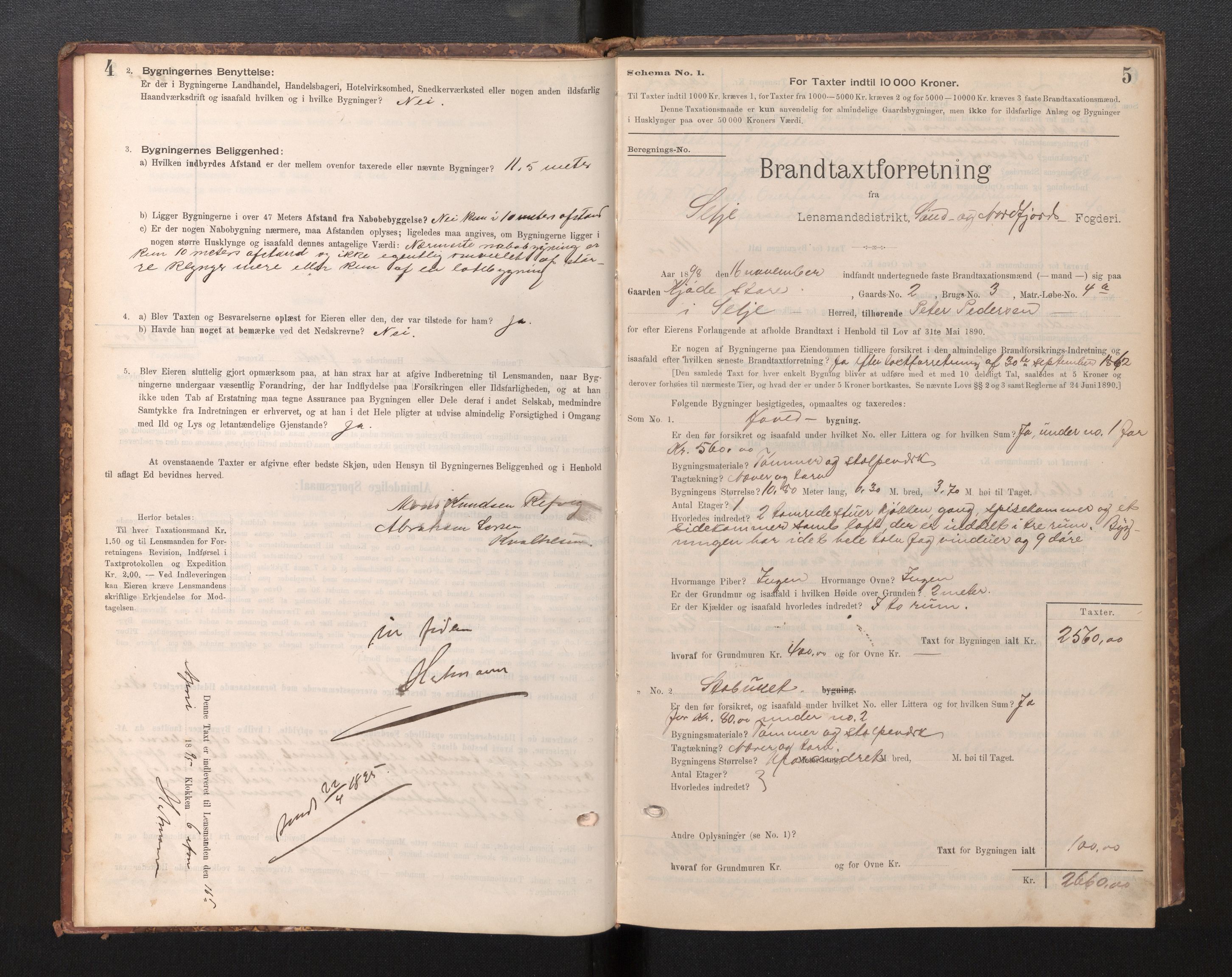 Lensmannen i Selje, SAB/A-29701/0012/L0003: Branntakstprotokoll, skjematakst, 1895-1929, p. 4-5