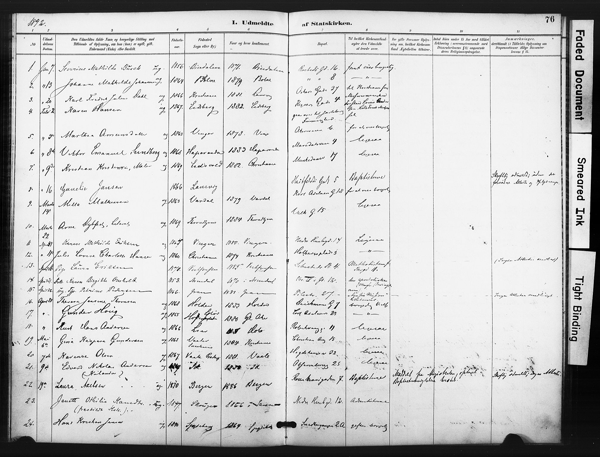 Trefoldighet prestekontor Kirkebøker, SAO/A-10882/F/Ff/L0002: Parish register (official) no. VI 2, 1891-1918, p. 76