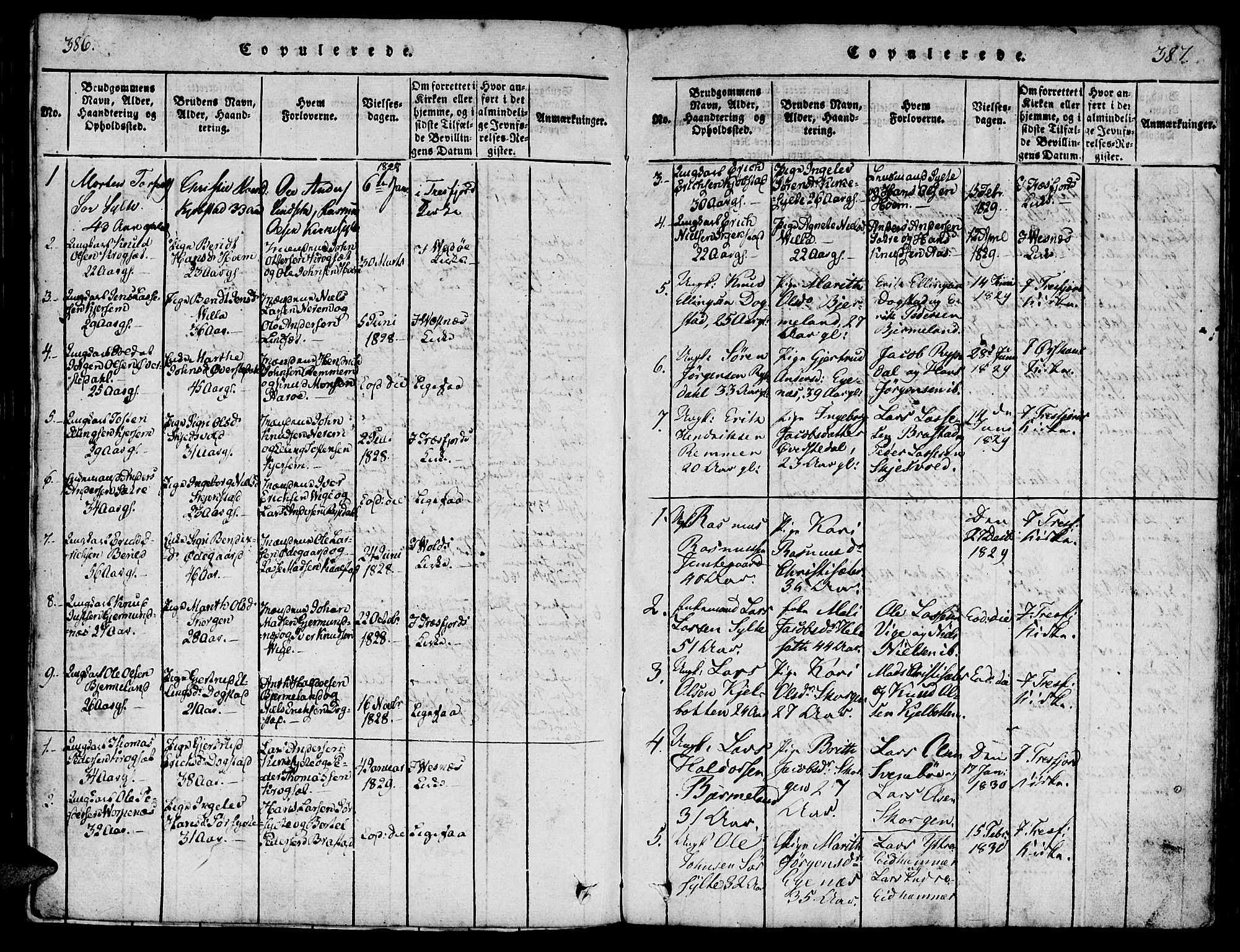 Ministerialprotokoller, klokkerbøker og fødselsregistre - Møre og Romsdal, SAT/A-1454/541/L0544: Parish register (official) no. 541A01, 1818-1847, p. 386-387