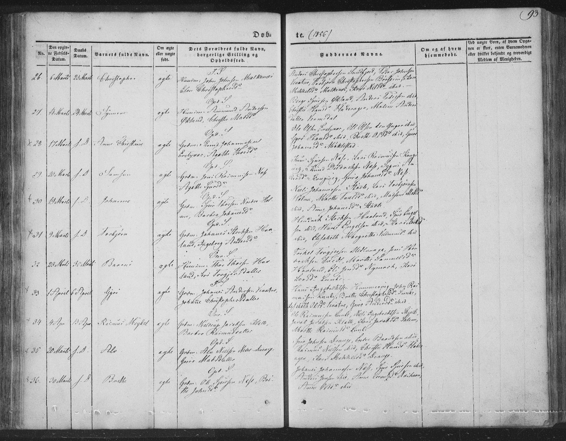 Tysnes sokneprestembete, SAB/A-78601/H/Haa: Parish register (official) no. A 10, 1848-1859, p. 93