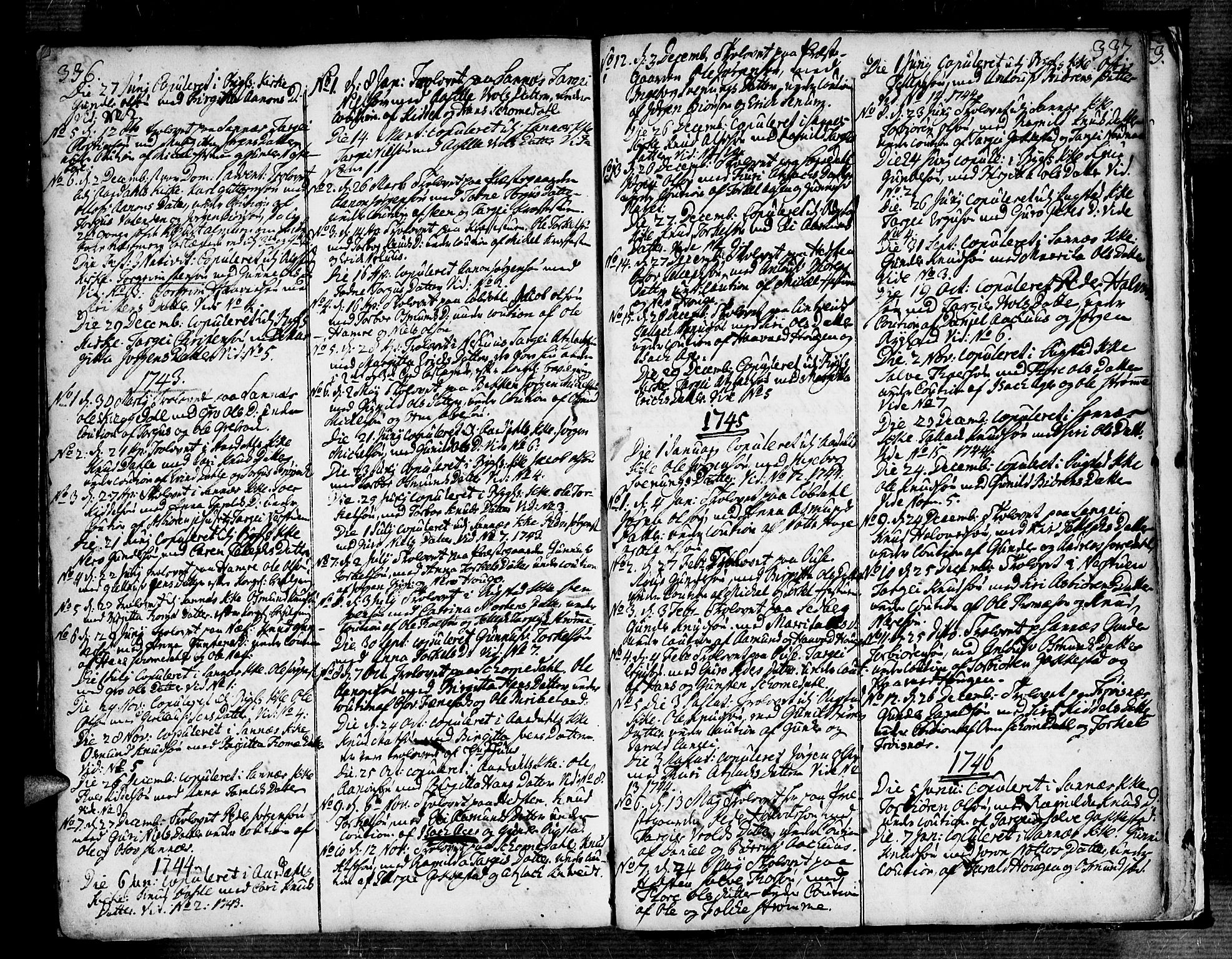 Bygland sokneprestkontor, SAK/1111-0006/F/Fa/Fab/L0001: Parish register (official) no. A 1, 1725-1766, p. 336-337