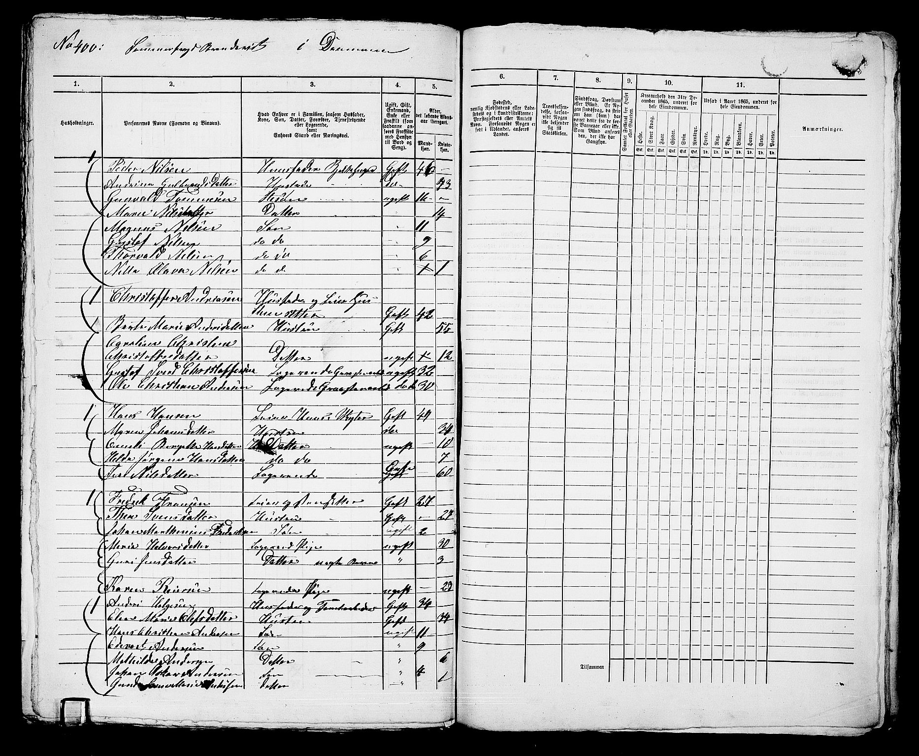 RA, 1865 census for Bragernes in Drammen, 1865, p. 1210