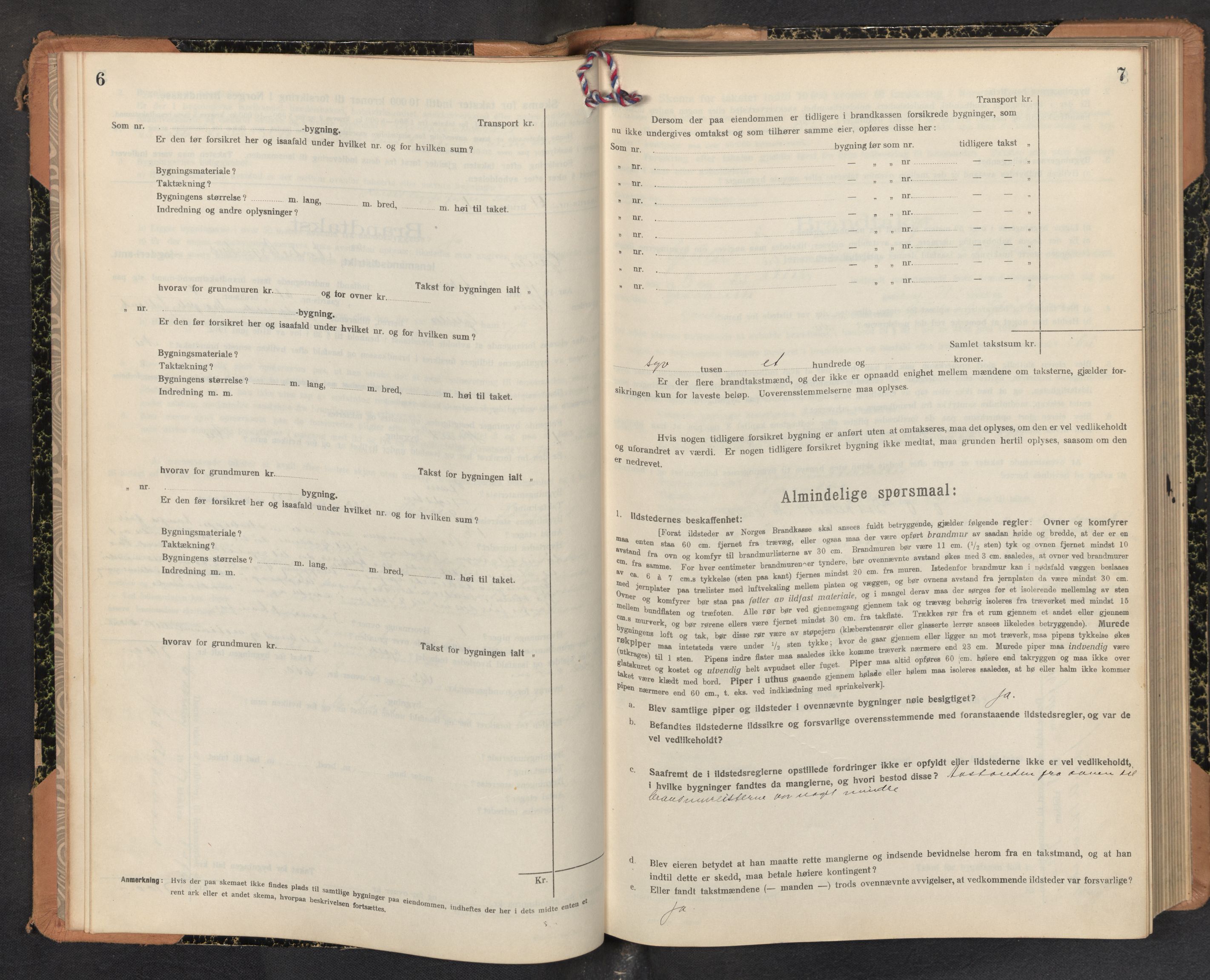 Lensmannen i Gaular, AV/SAB-A-27601/0012/L0006: Branntakstprotokoll, skjematakst, 1917-1943, p. 6-7