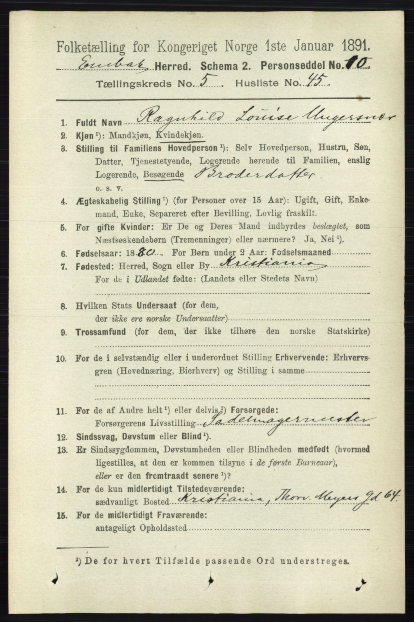 RA, 1891 census for 0229 Enebakk, 1891, p. 2253