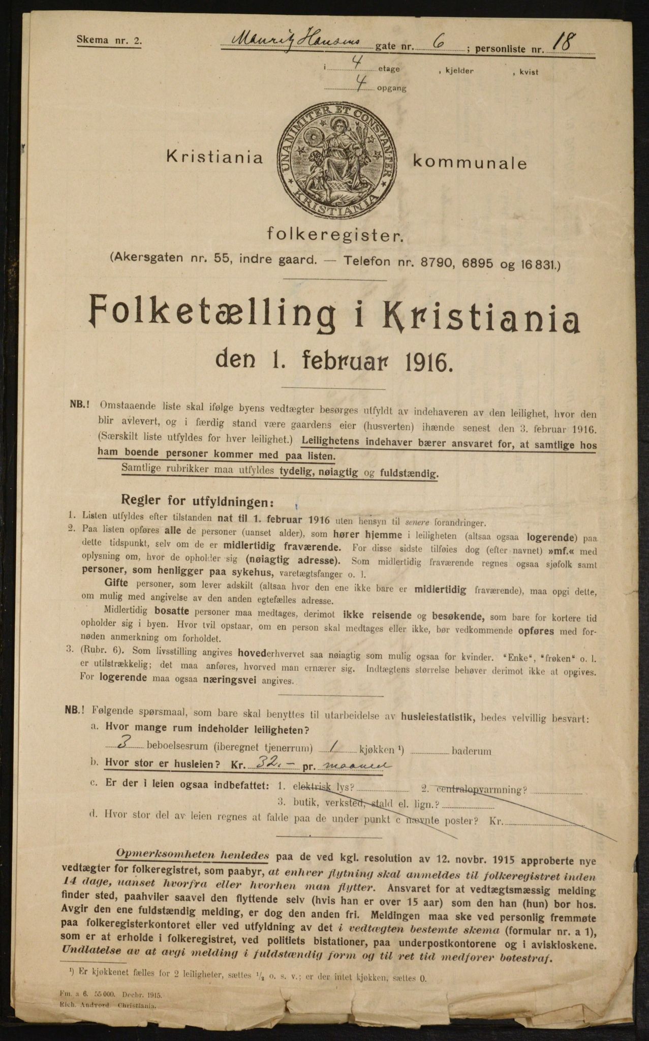 OBA, Municipal Census 1916 for Kristiania, 1916, p. 66664