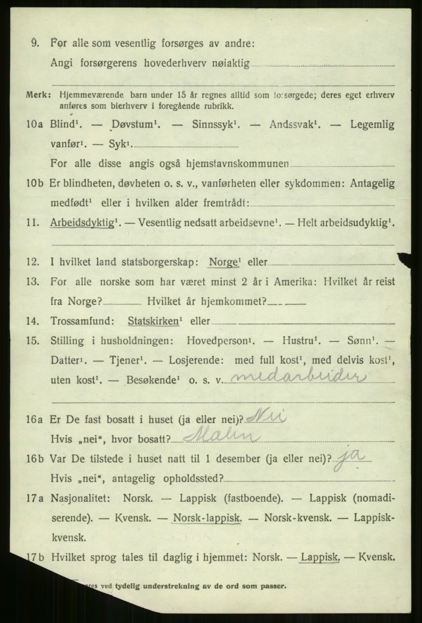 SATØ, 1920 census for Lyngen, 1920, p. 8094