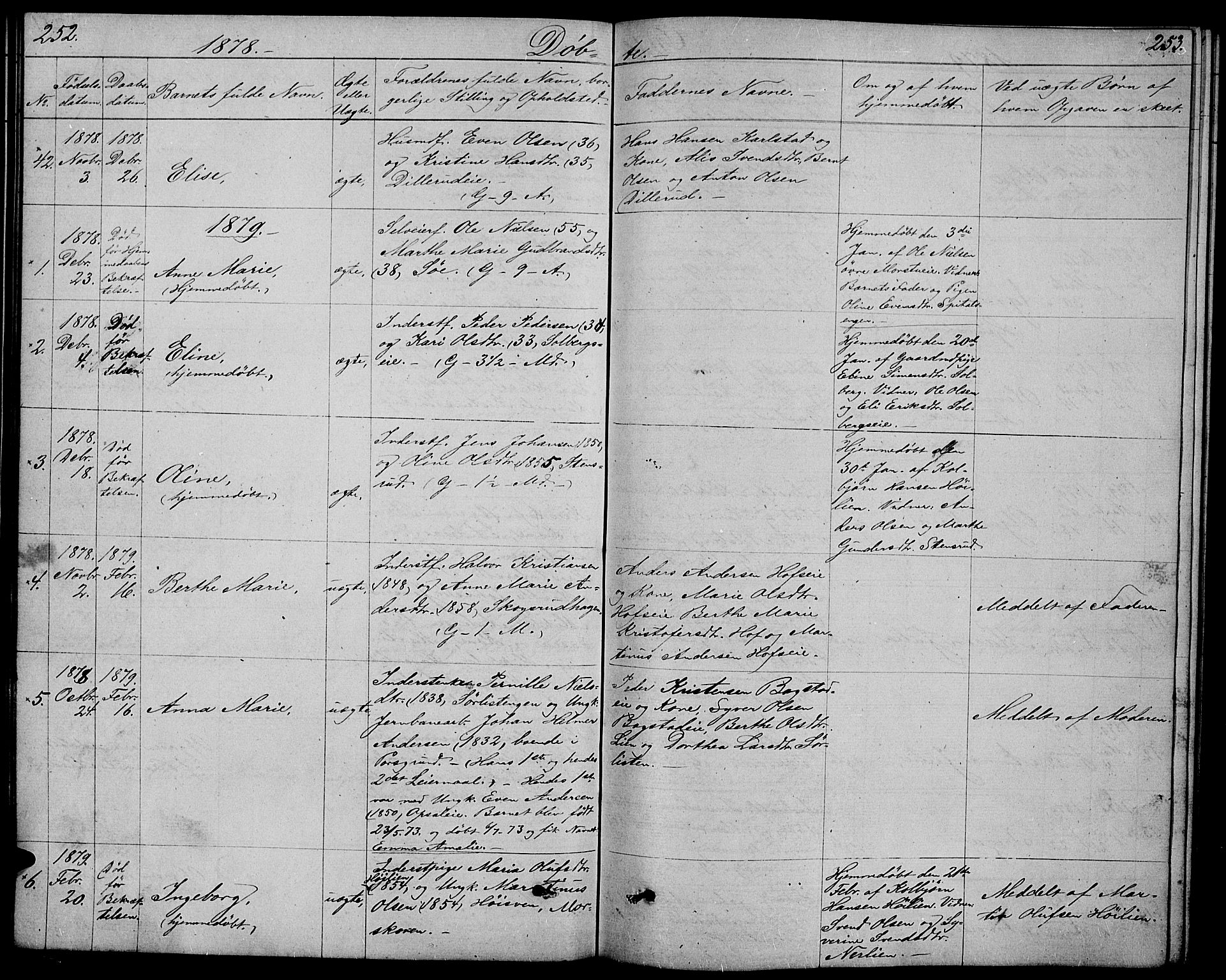 Stange prestekontor, SAH/PREST-002/L/L0005: Parish register (copy) no. 5, 1861-1881, p. 252-253