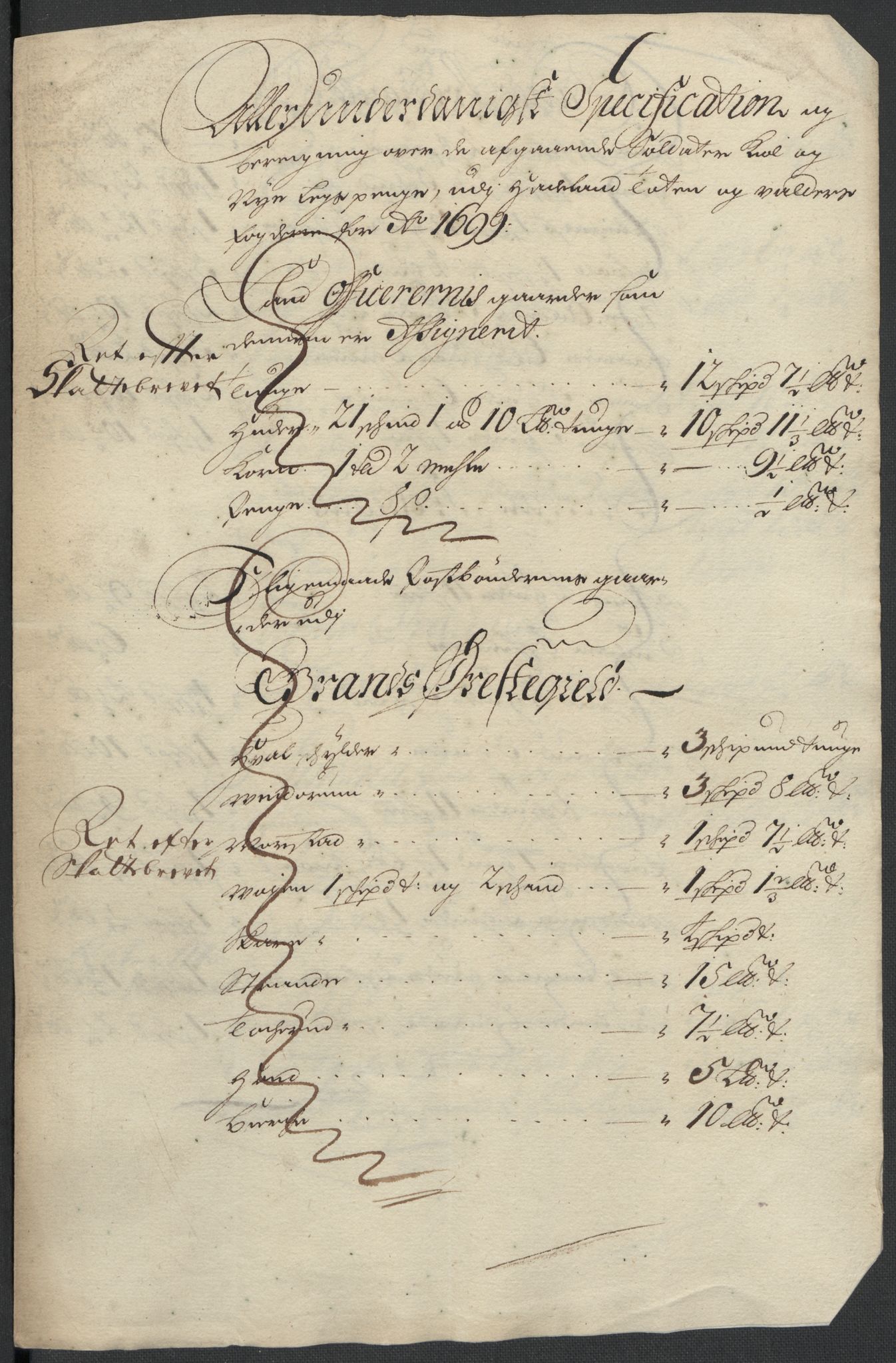 Rentekammeret inntil 1814, Reviderte regnskaper, Fogderegnskap, AV/RA-EA-4092/R18/L1297: Fogderegnskap Hadeland, Toten og Valdres, 1699, p. 441