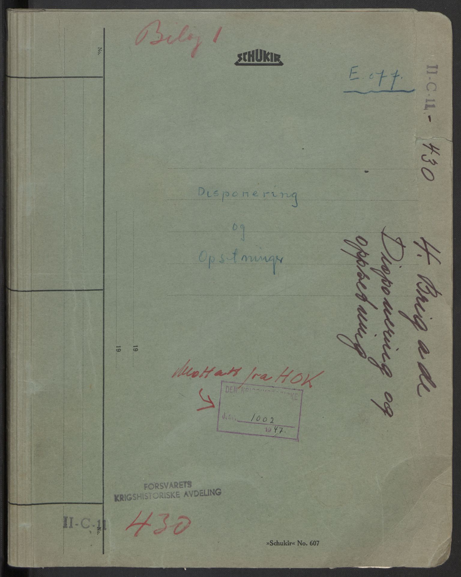 Forsvaret, Forsvarets krigshistoriske avdeling, RA/RAFA-2017/Y/Yb/L0104: II-C-11-430  -  4. Divisjon., 1940, p. 1