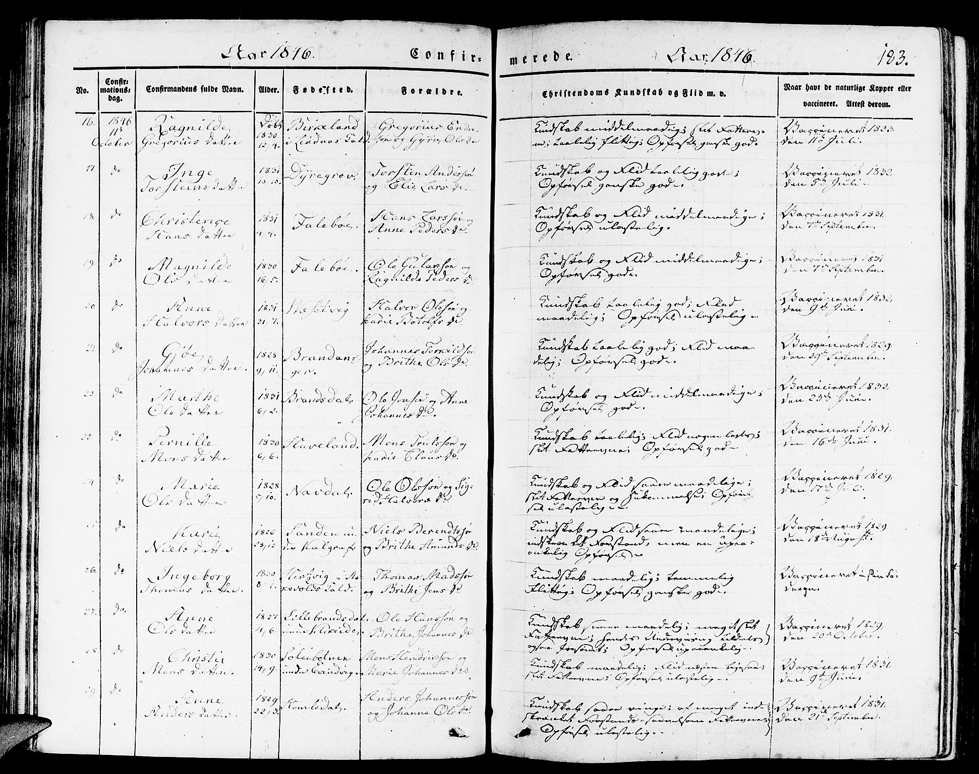 Gulen sokneprestembete, AV/SAB-A-80201/H/Haa/Haaa/L0020: Parish register (official) no. A 20, 1837-1847, p. 183