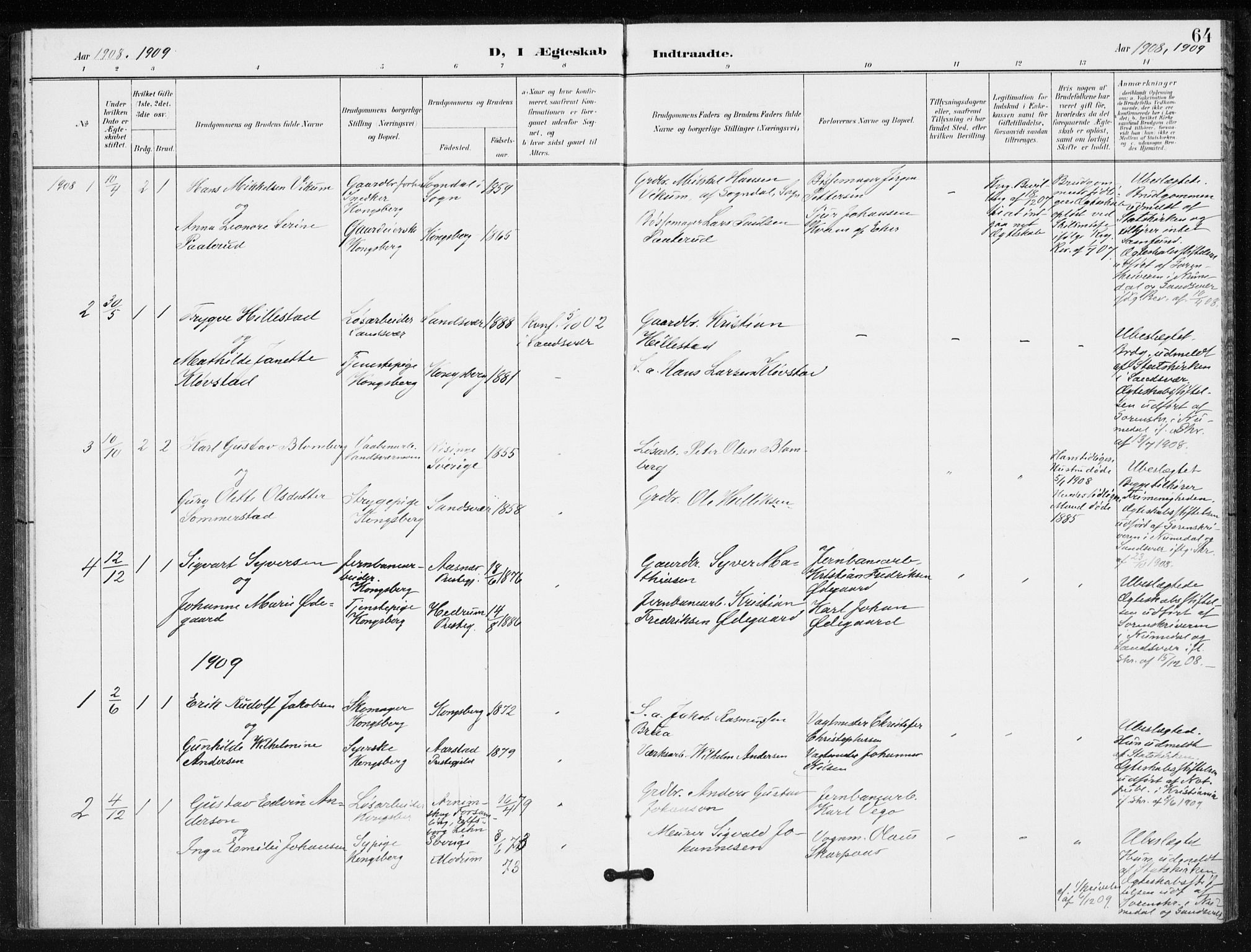 Kongsberg kirkebøker, AV/SAKO-A-22/G/Ga/L0009: Parish register (copy) no. 9, 1932-1938, p. 64