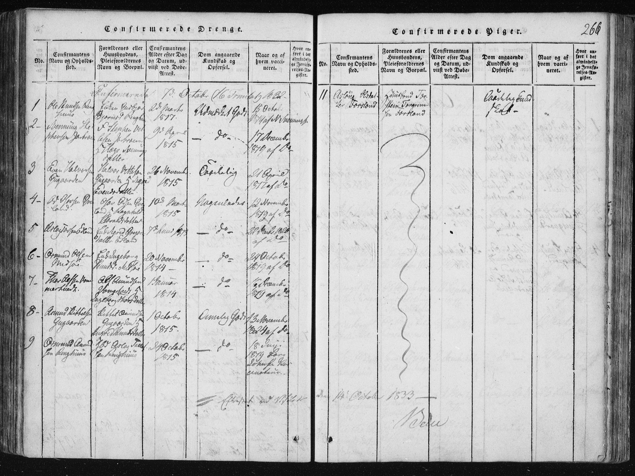 Vinje kirkebøker, AV/SAKO-A-312/F/Fa/L0003: Parish register (official) no. I 3, 1814-1843, p. 266