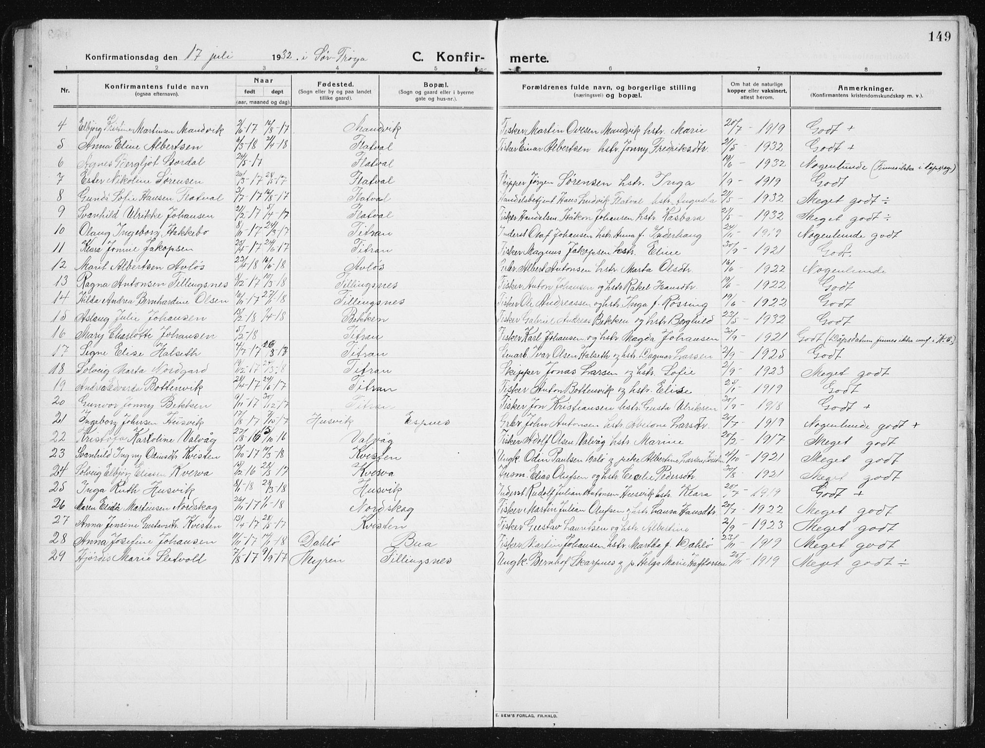 Ministerialprotokoller, klokkerbøker og fødselsregistre - Sør-Trøndelag, AV/SAT-A-1456/641/L0599: Parish register (copy) no. 641C03, 1910-1938, p. 149