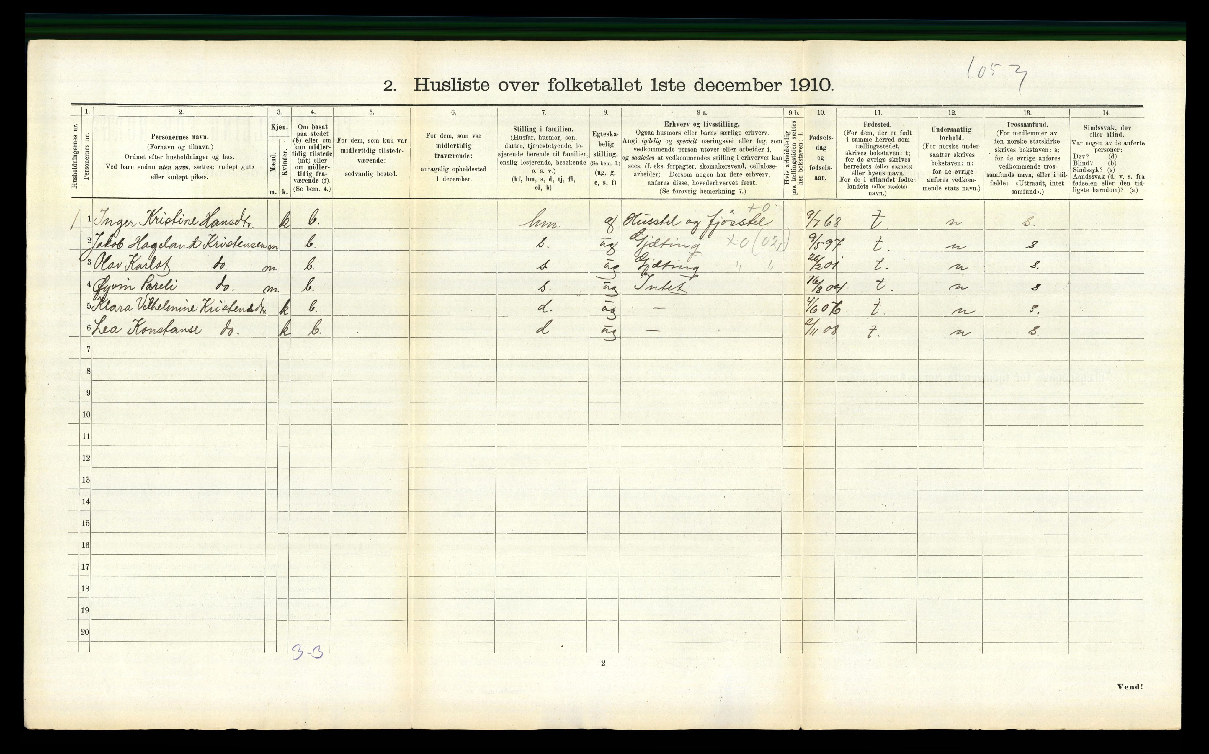 RA, 1910 census for Kolvereid, 1910, p. 351