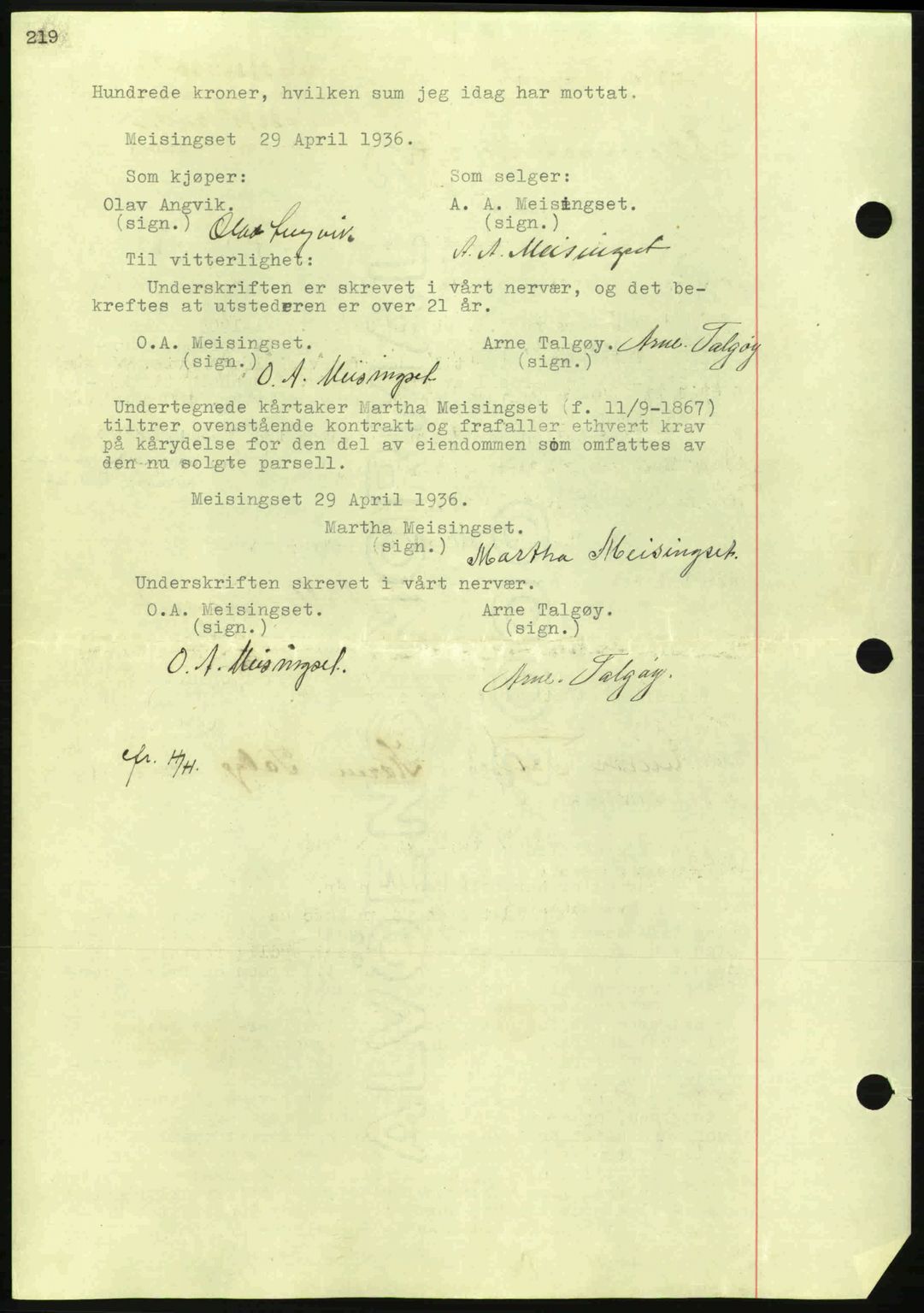 Nordmøre sorenskriveri, AV/SAT-A-4132/1/2/2Ca: Mortgage book no. A82, 1937-1938, Diary no: : 2275/1937