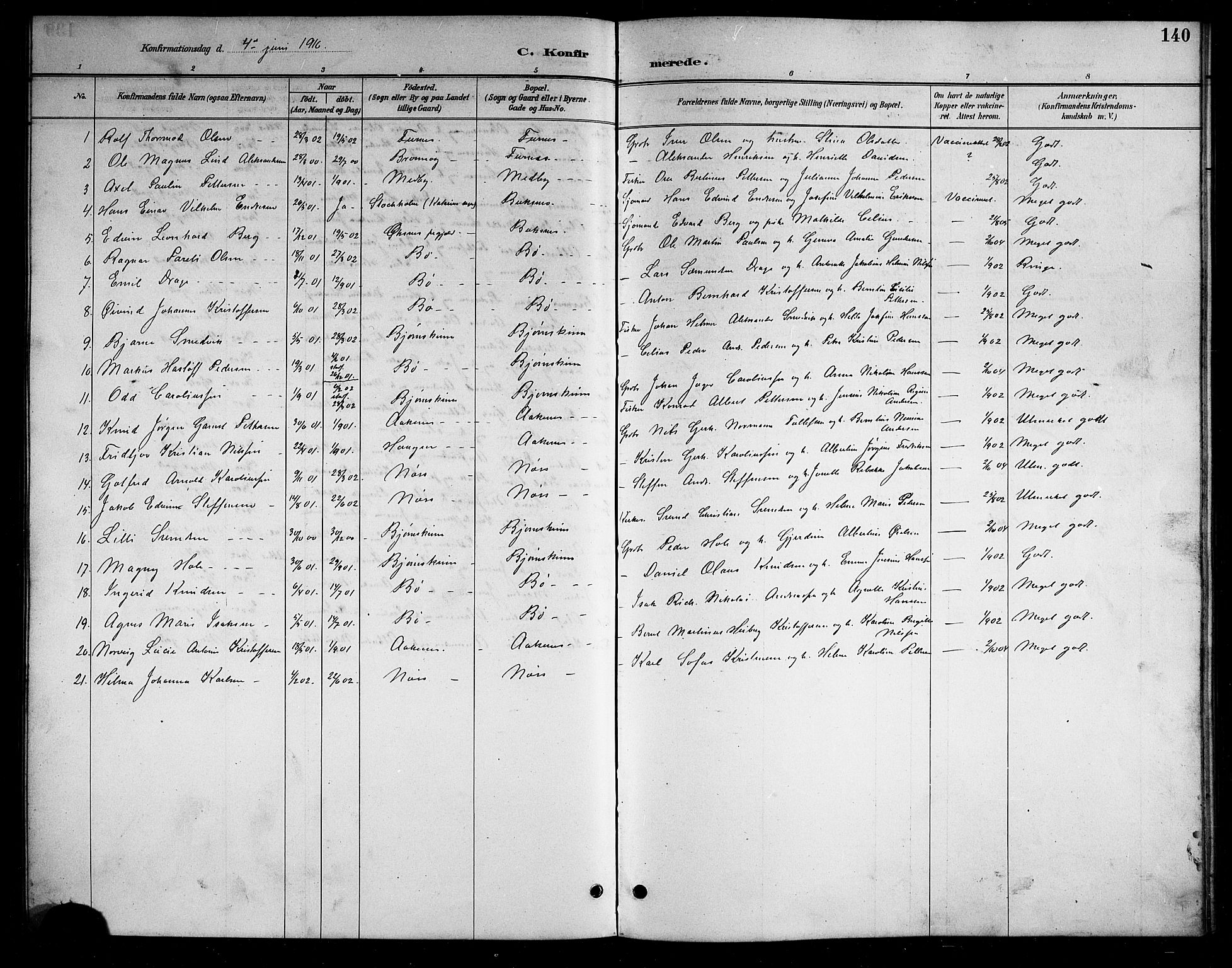 Ministerialprotokoller, klokkerbøker og fødselsregistre - Nordland, AV/SAT-A-1459/898/L1427: Parish register (copy) no. 898C02, 1887-1917, p. 140