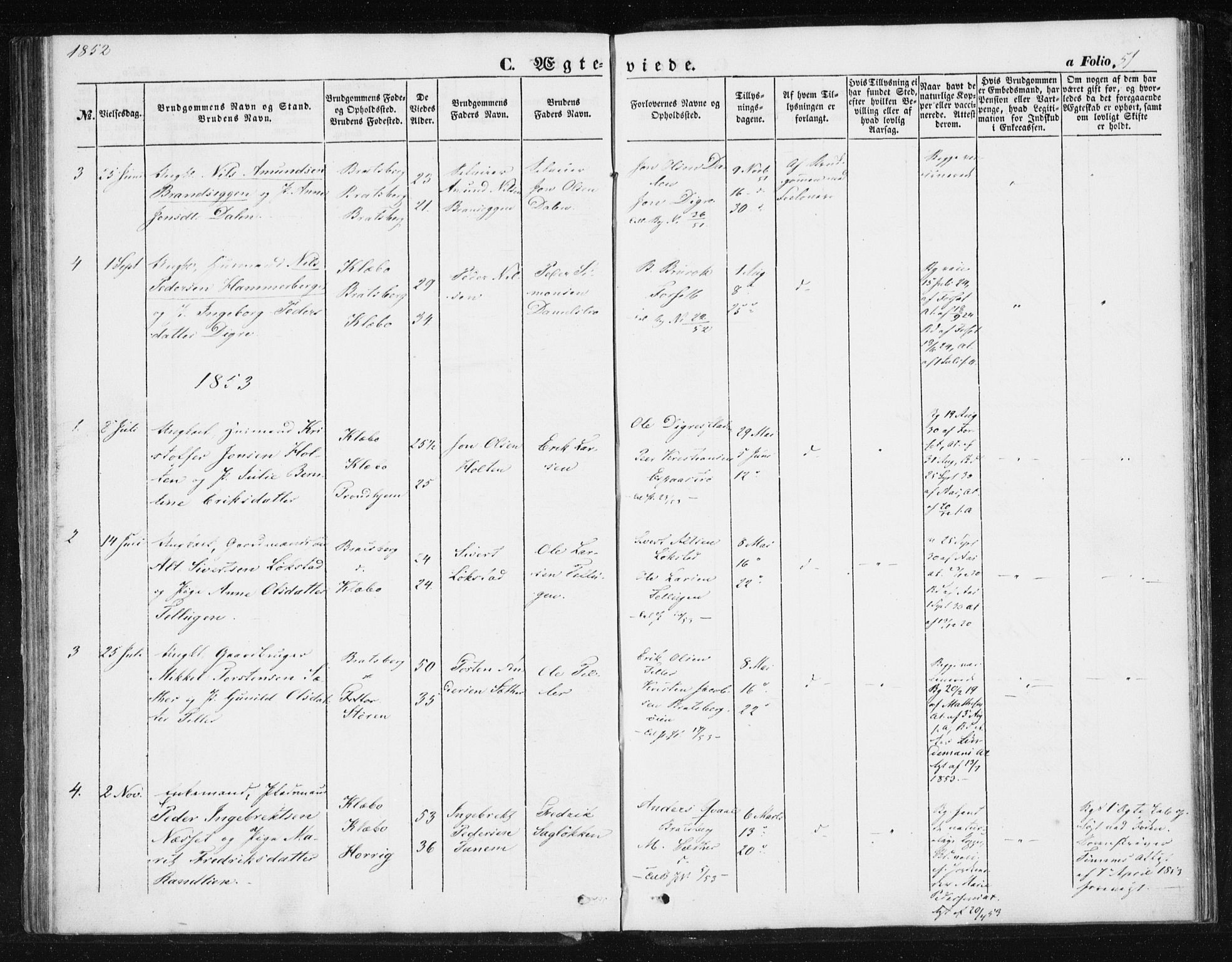Ministerialprotokoller, klokkerbøker og fødselsregistre - Sør-Trøndelag, SAT/A-1456/608/L0332: Parish register (official) no. 608A01, 1848-1861, p. 51