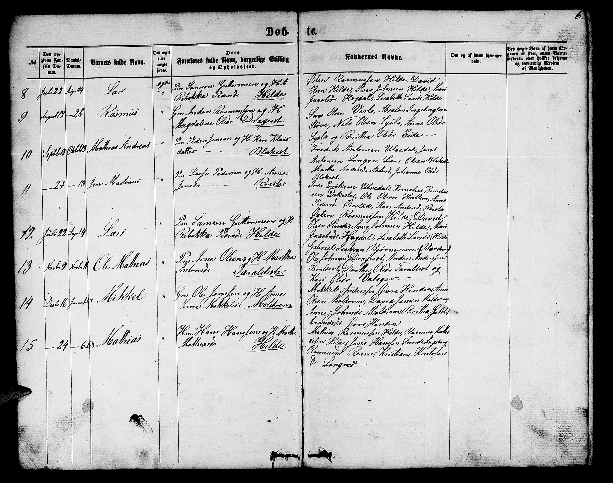 Innvik sokneprestembete, AV/SAB-A-80501: Parish register (copy) no. A 2, 1864-1885, p. 6