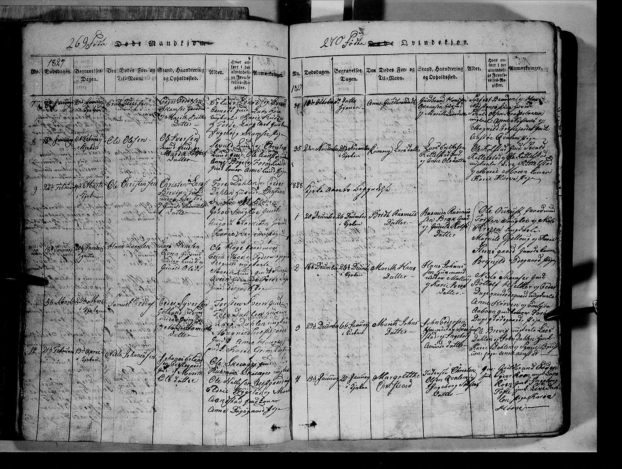 Lom prestekontor, SAH/PREST-070/L/L0003: Parish register (copy) no. 3, 1815-1844, p. 269-270