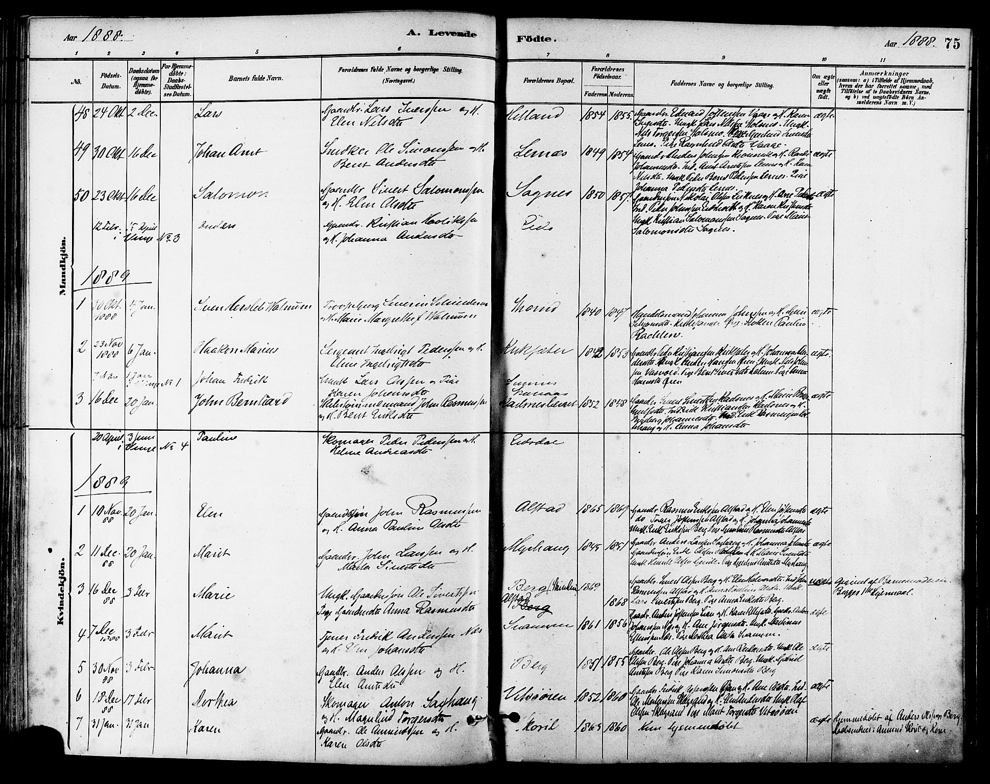 Ministerialprotokoller, klokkerbøker og fødselsregistre - Sør-Trøndelag, SAT/A-1456/630/L0496: Parish register (official) no. 630A09, 1879-1895, p. 75