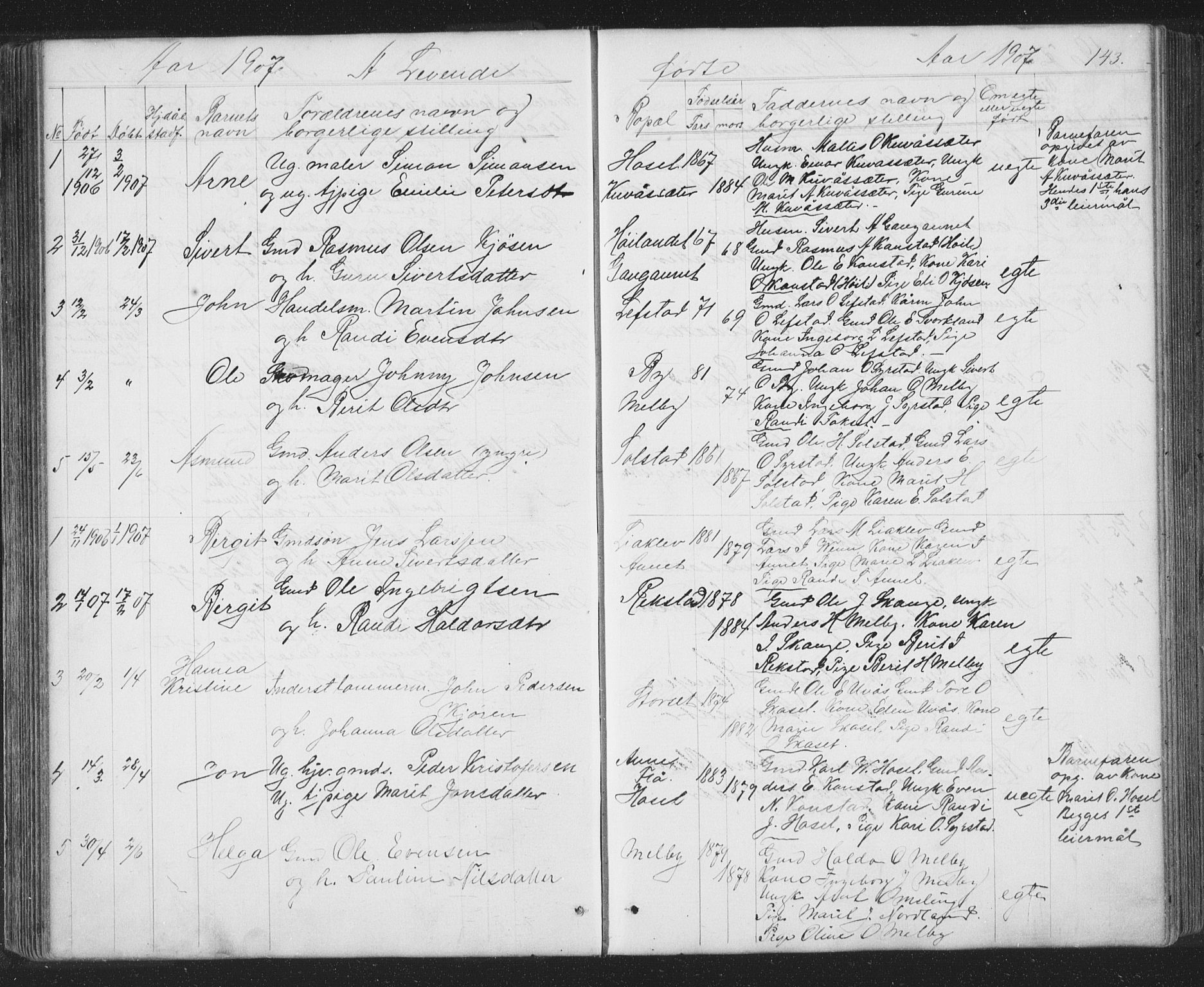 Ministerialprotokoller, klokkerbøker og fødselsregistre - Sør-Trøndelag, SAT/A-1456/667/L0798: Parish register (copy) no. 667C03, 1867-1929, p. 143