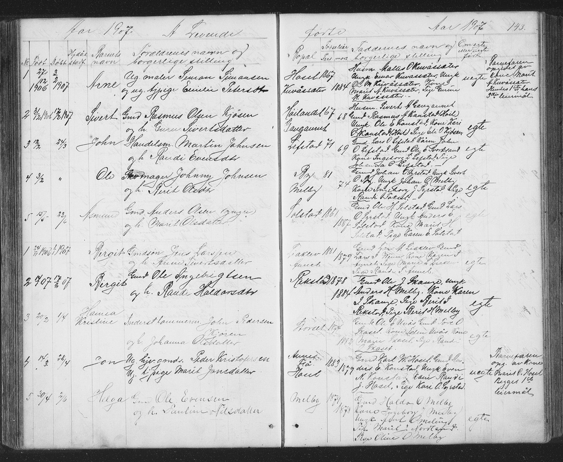 Ministerialprotokoller, klokkerbøker og fødselsregistre - Sør-Trøndelag, AV/SAT-A-1456/667/L0798: Parish register (copy) no. 667C03, 1867-1929, p. 143