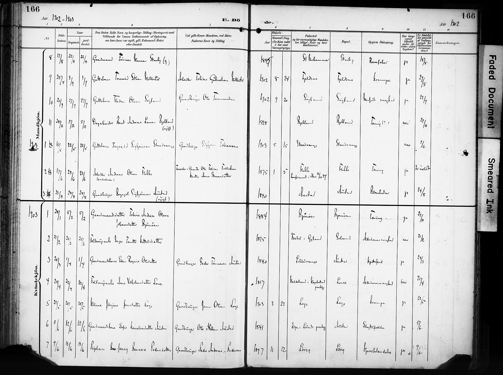 Flekkefjord sokneprestkontor, AV/SAK-1111-0012/F/Fa/Fac/L0009: Parish register (official) no. A 9, 1899-1909, p. 166